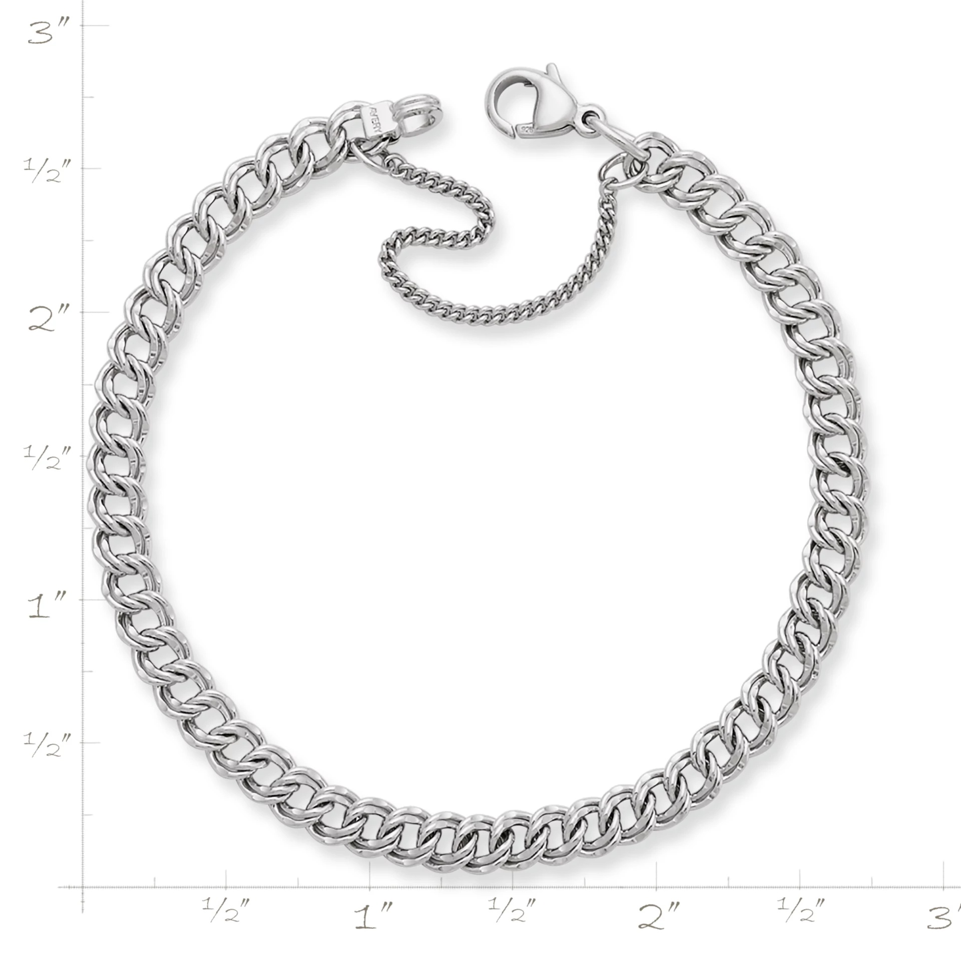 Light Double Curb Charm Bracelet - Image 2