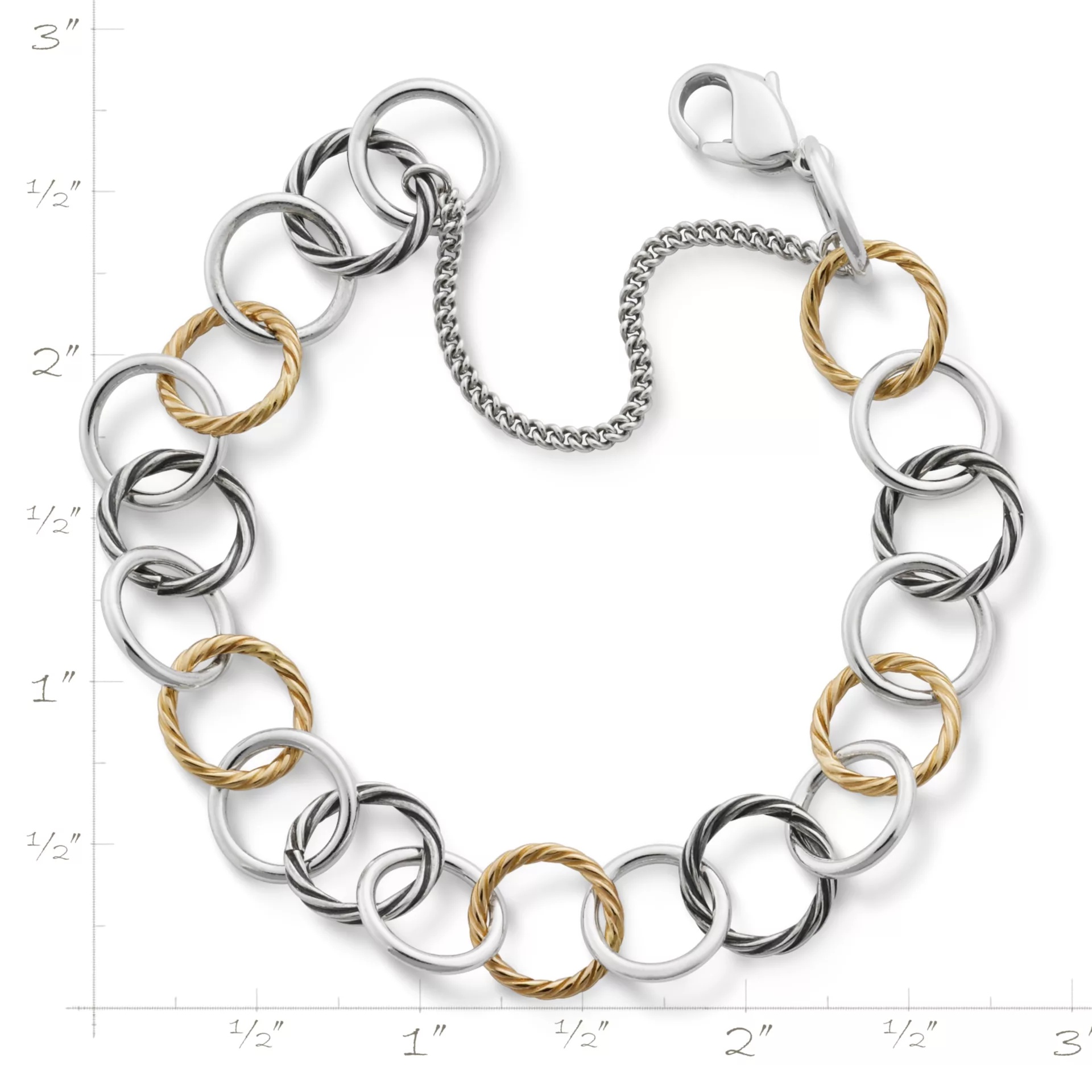 Gold and Silver Loops Charm Bracelet - Image 2