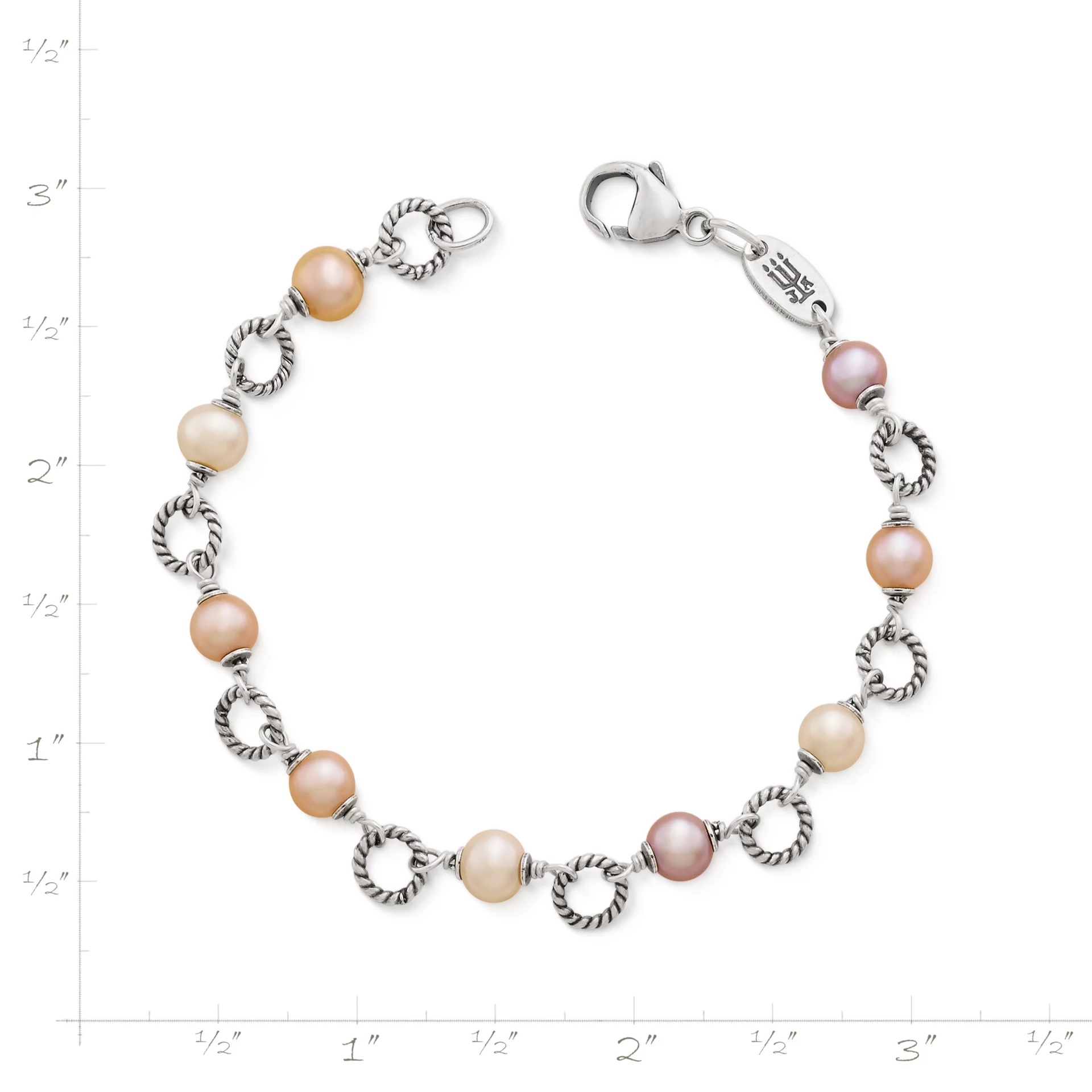 Twisted Wire Link Bracelet with Multi-Colored Cultured Pearls - Image 3