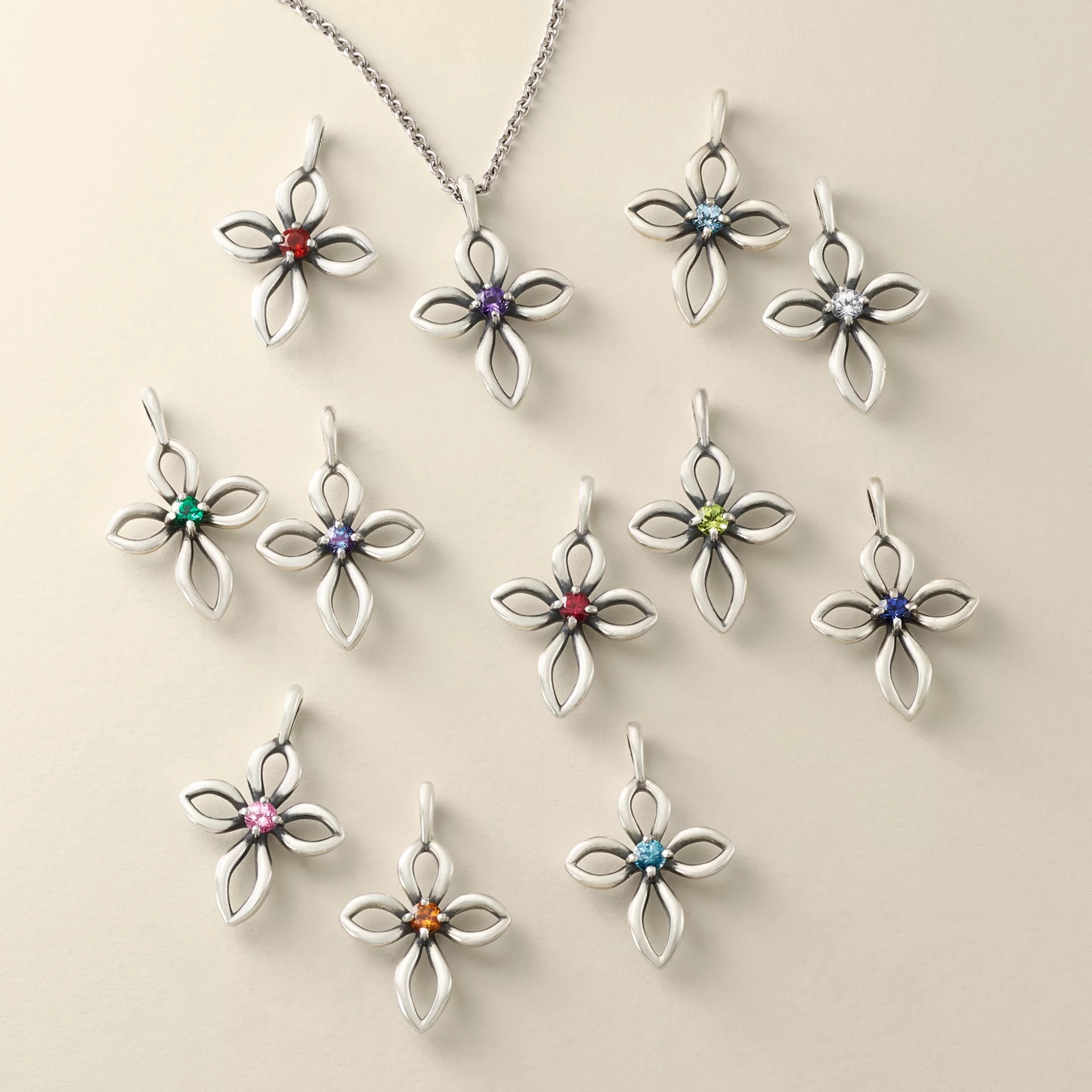 Avery Remembrance Birthstone Cross Pendant - Image 2