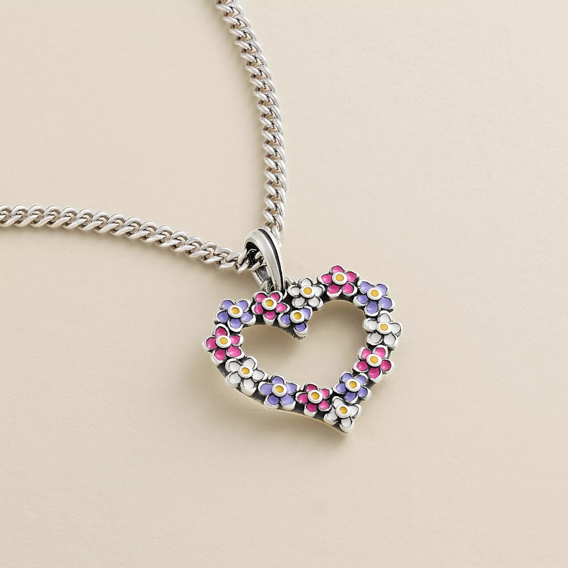 Enamel Floral Heart Wreath Pendant - Image 2