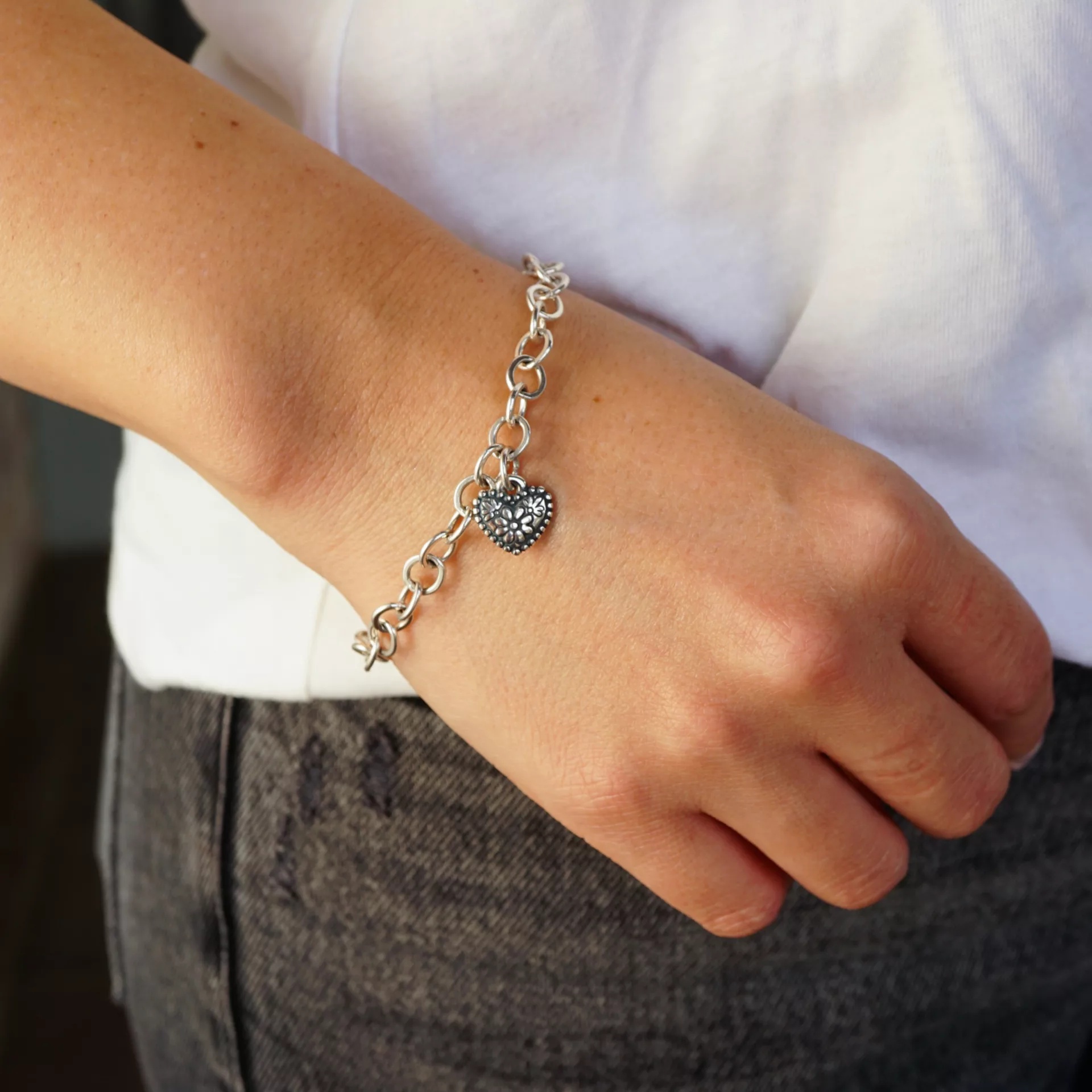 Petite Floral Heart Charm - Image 4