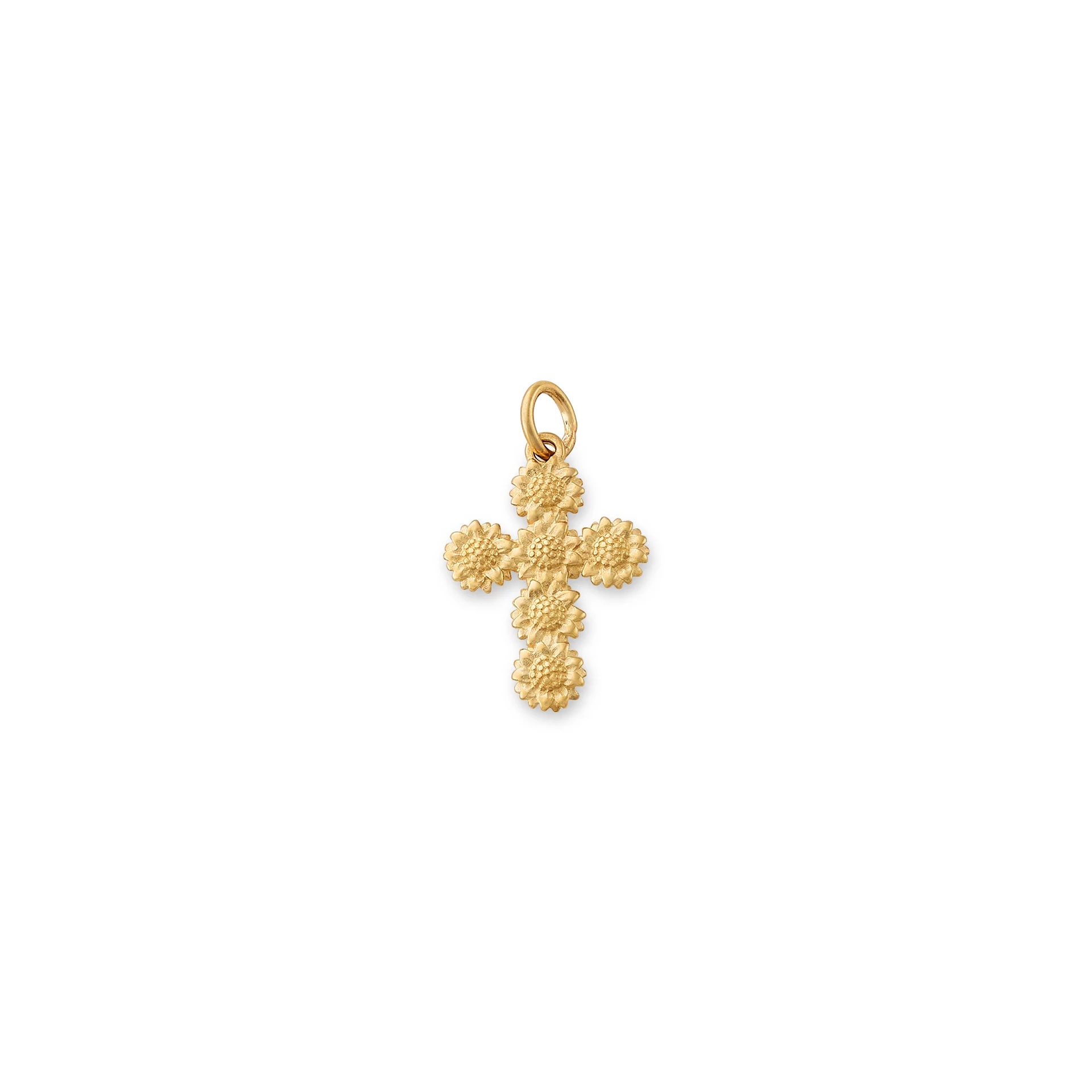 Sunflower Cross Charm