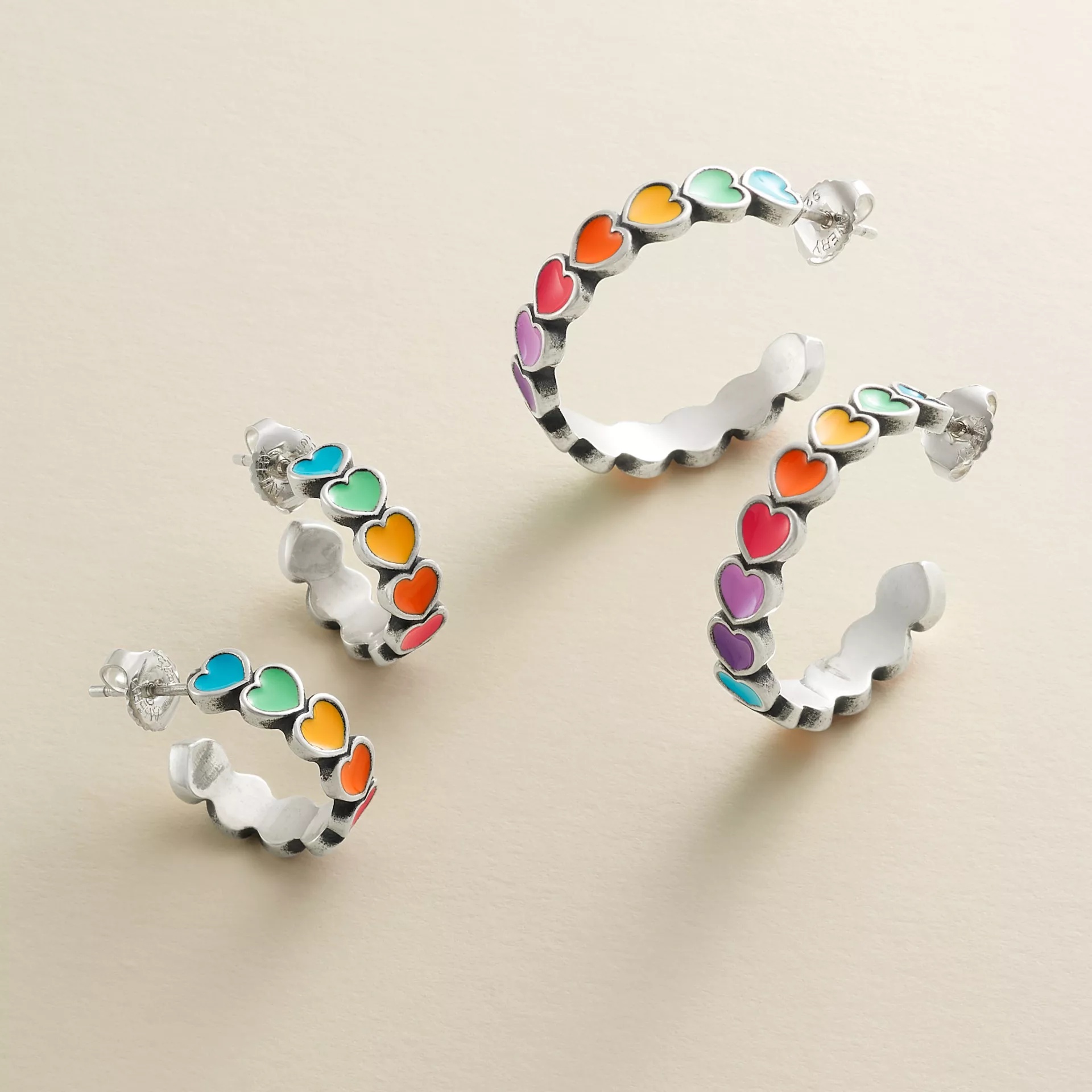 Enamel Connected Hearts Hoops - Image 3