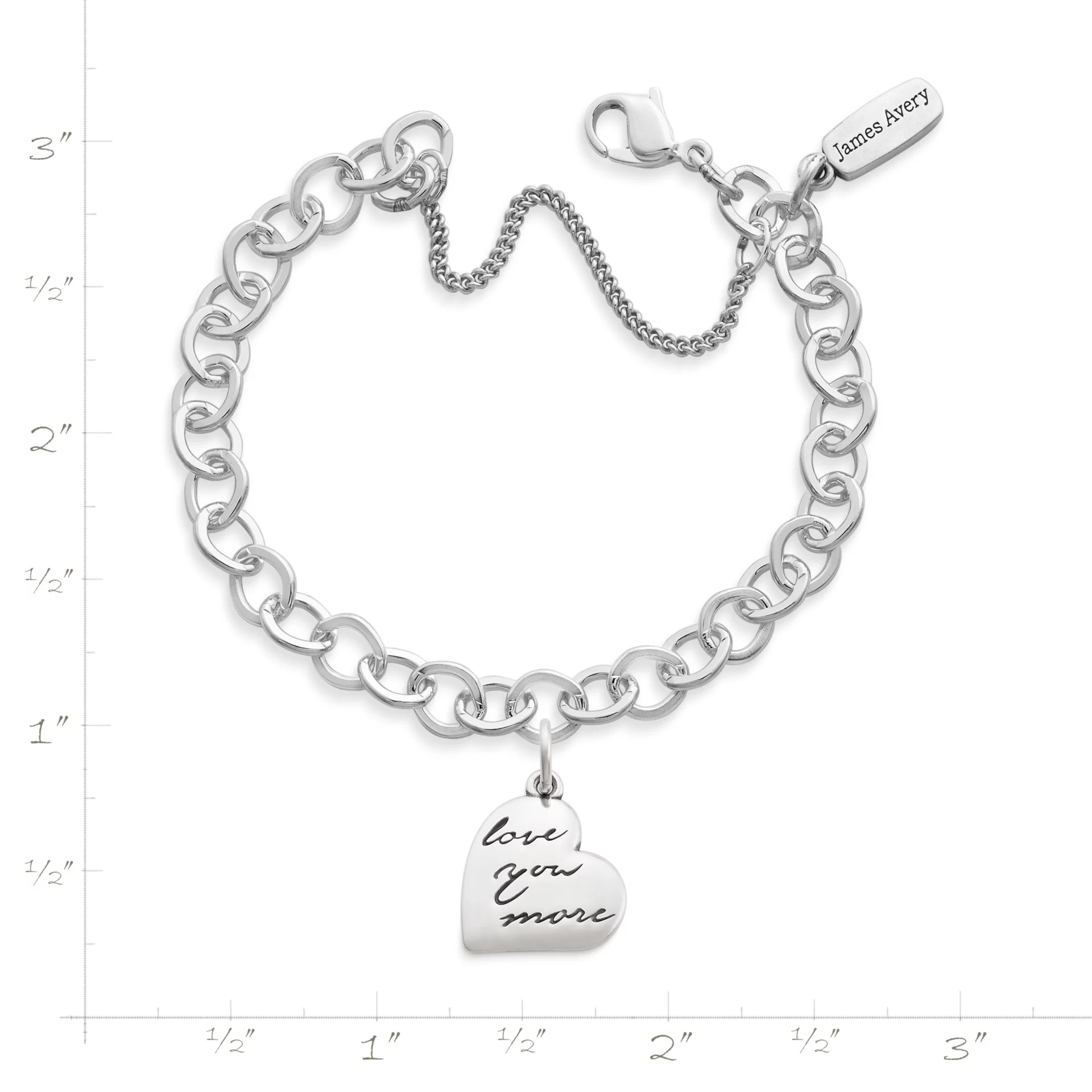 Love You More Charm on Forged Link Charm Bracelet - Image 2