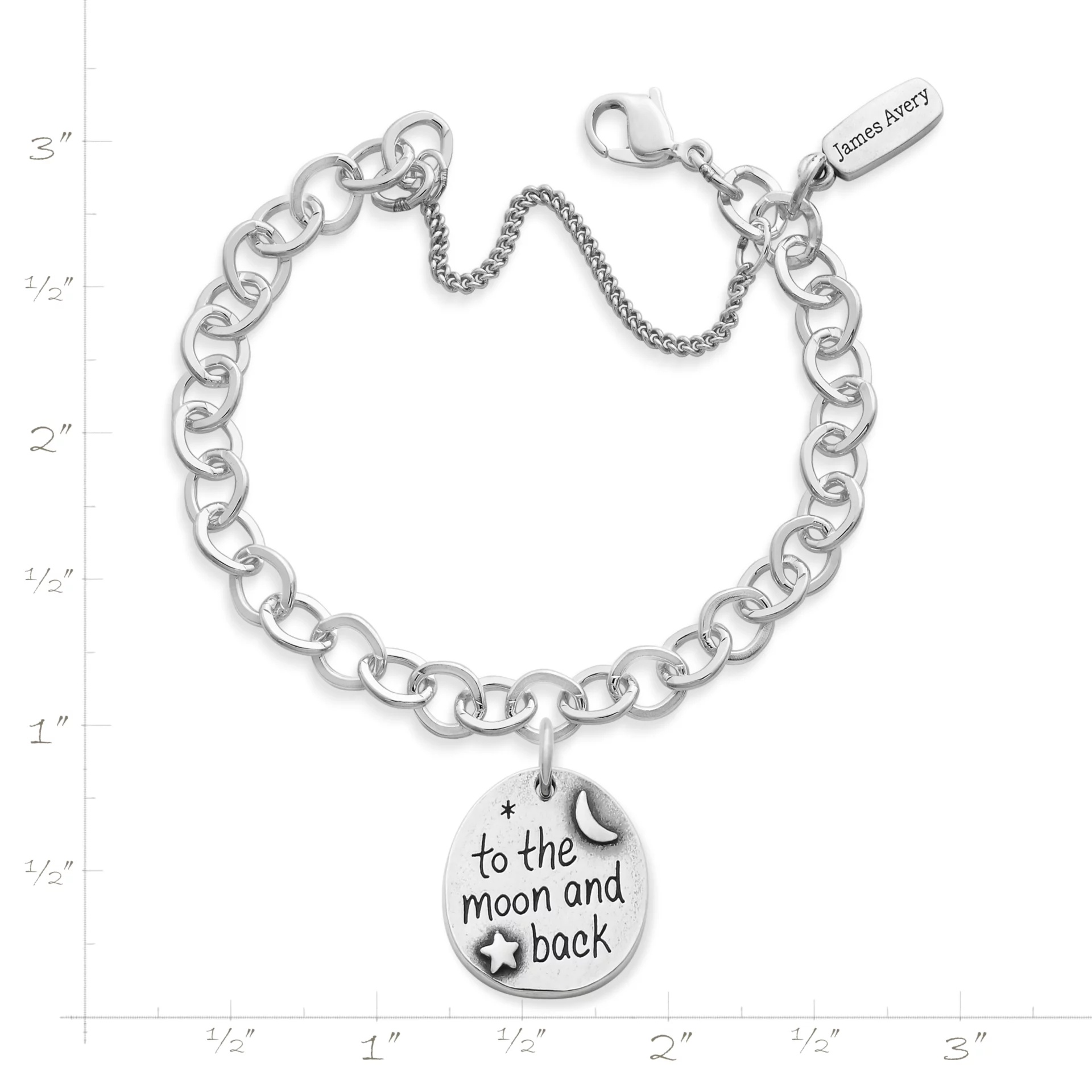 To the Moon and Back Charm on Forged Link Charm Bracelet - Image 2