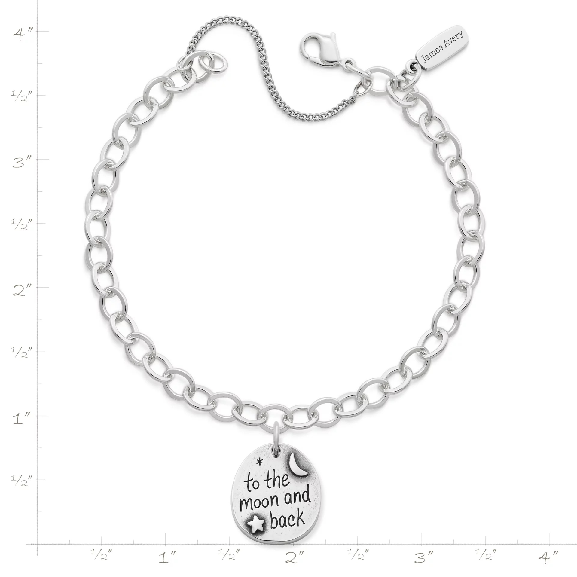 To the Moon and Back Charm on Forged Link Charm Bracelet - Image 2