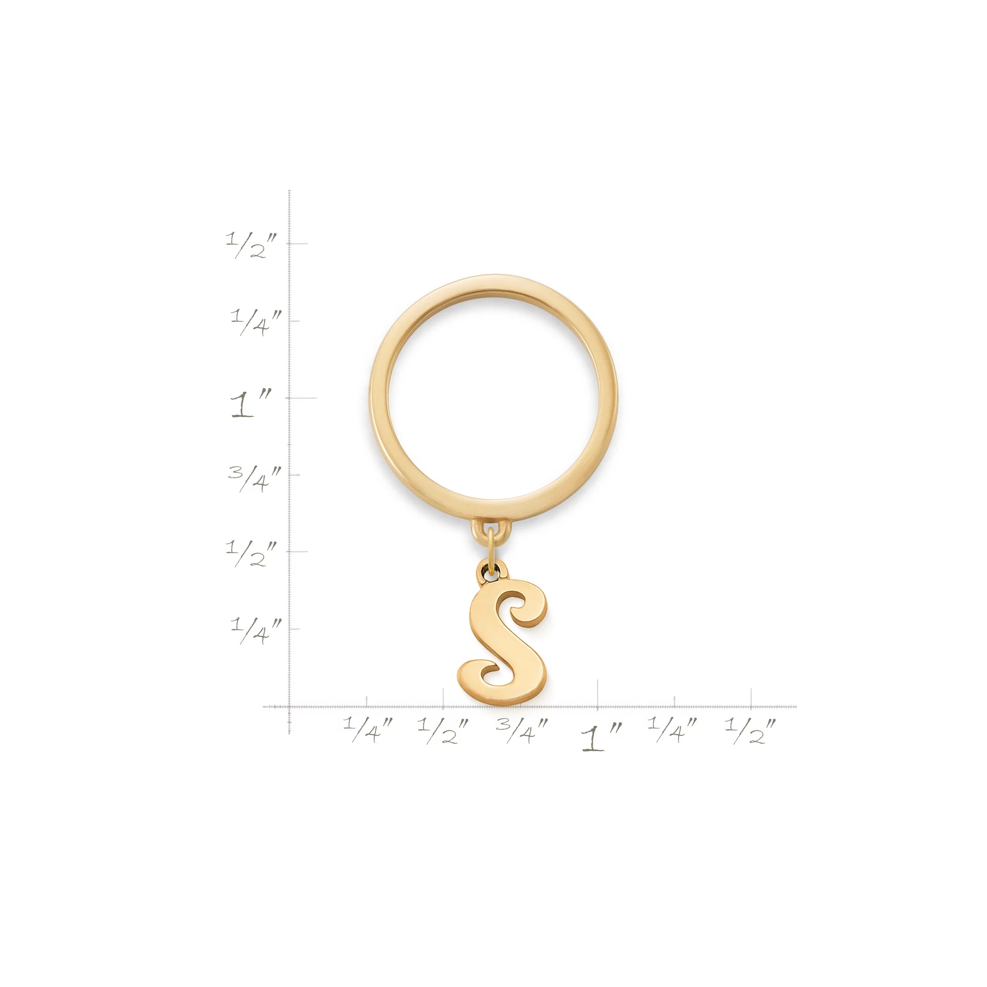 Small Script Initial Charm Dangle Ring - Image 2