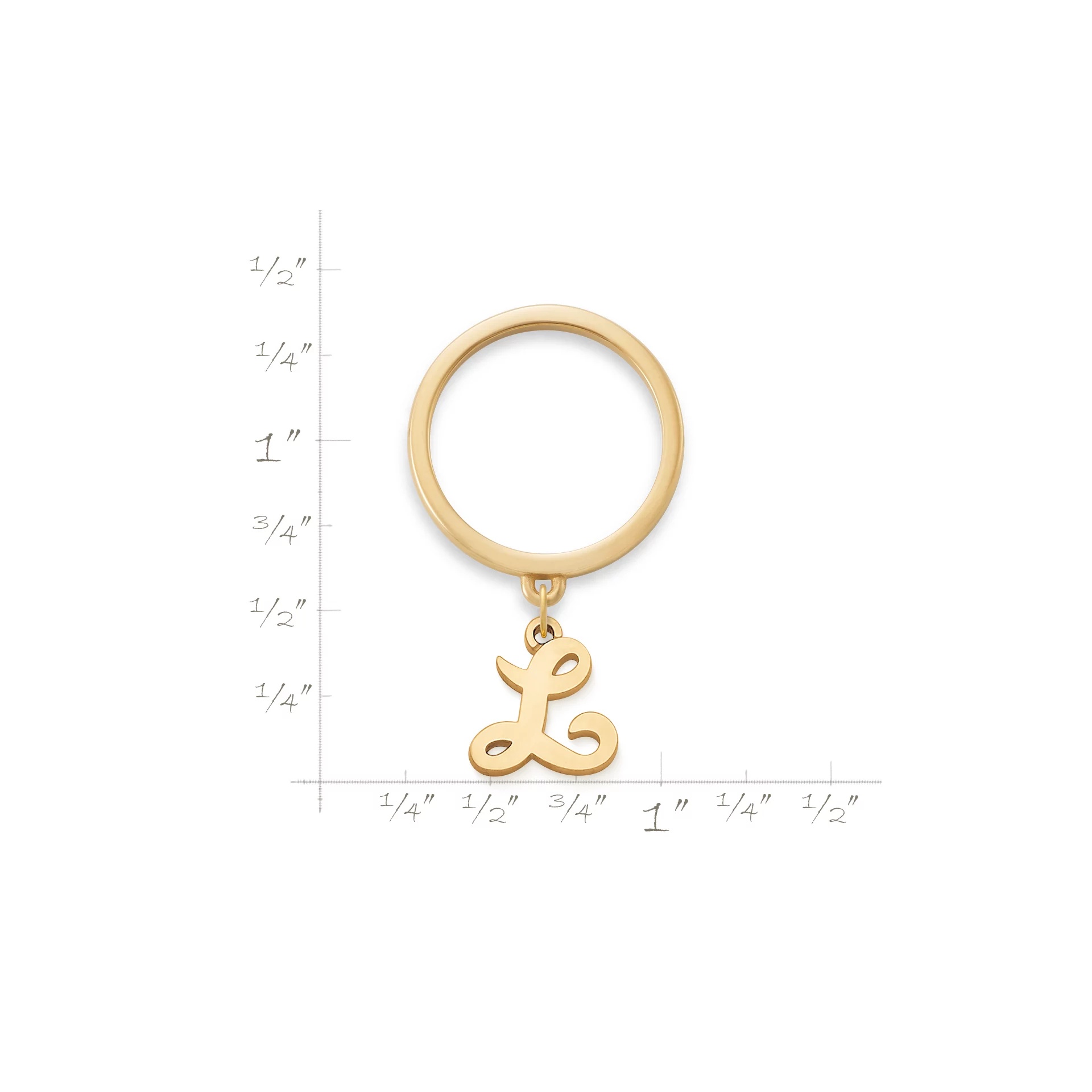 Small Script Initial Charm Dangle Ring - Image 2