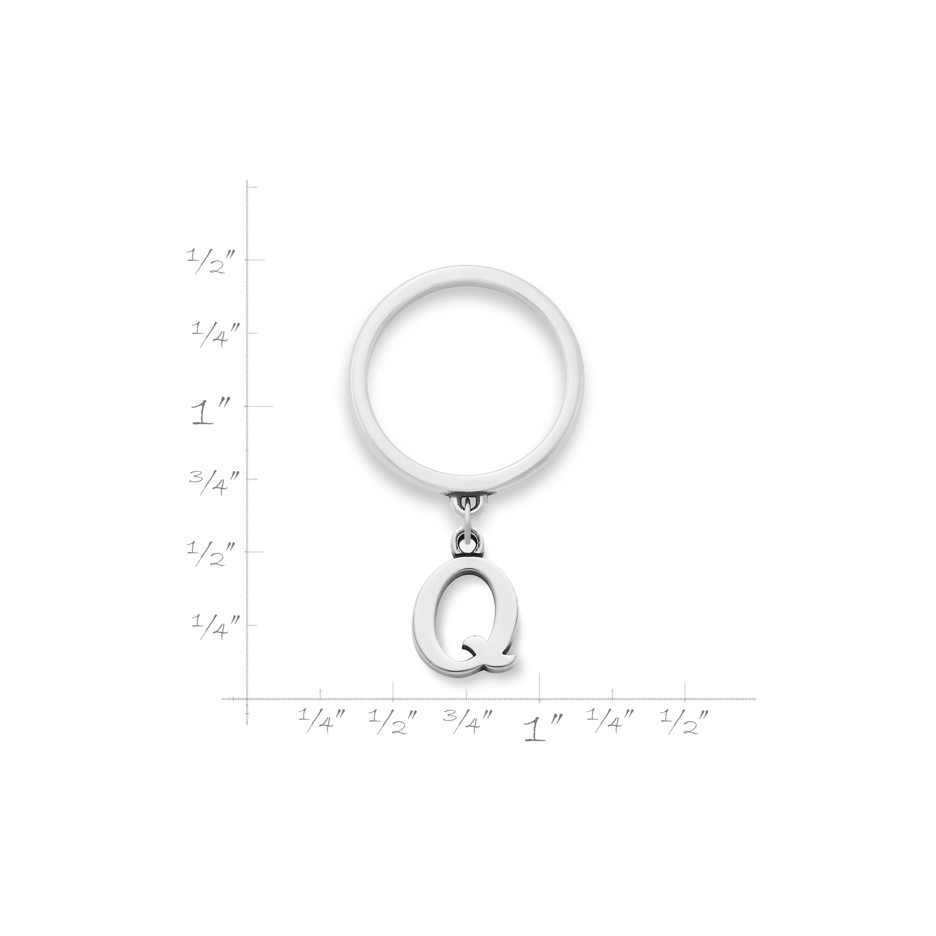 Small Script Initial Charm Dangle Ring - Image 2