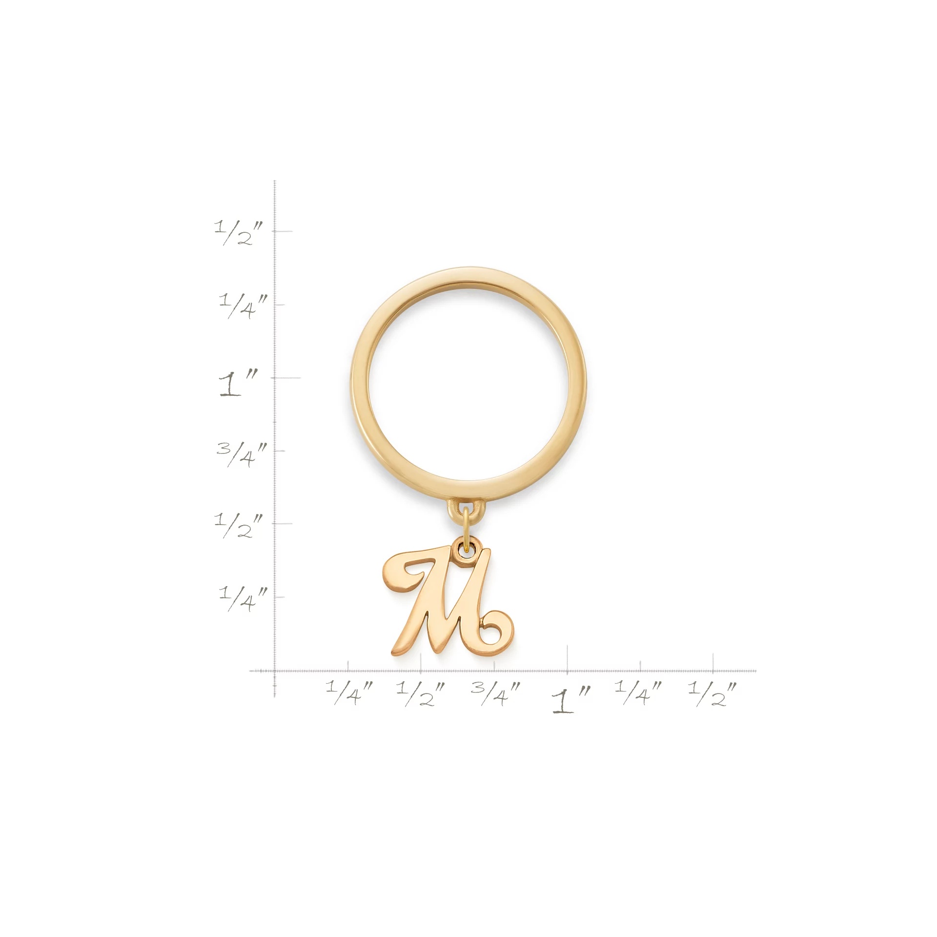 Small Script Initial Charm Dangle Ring - Image 2