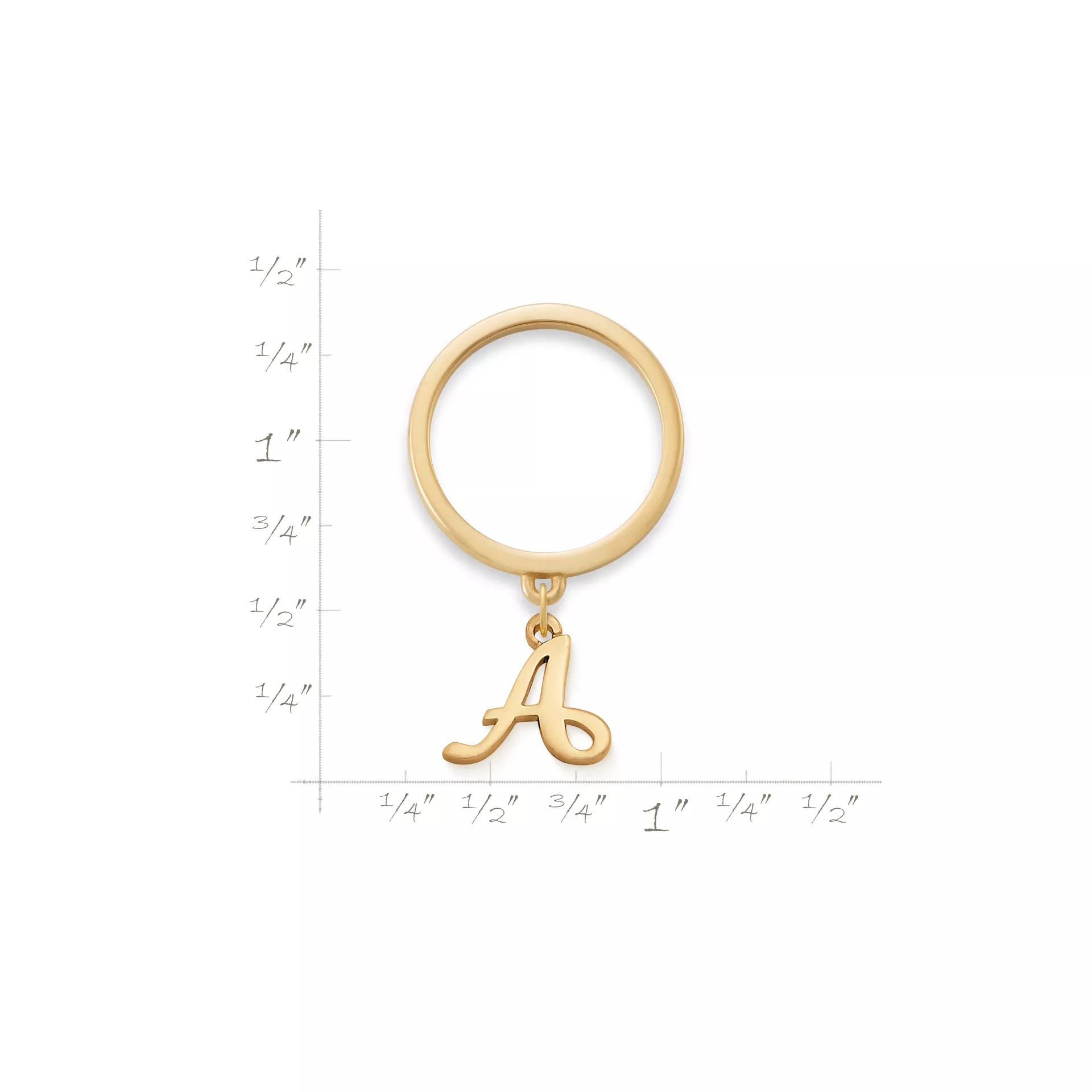 Small Script Initial Charm Dangle Ring - Image 2