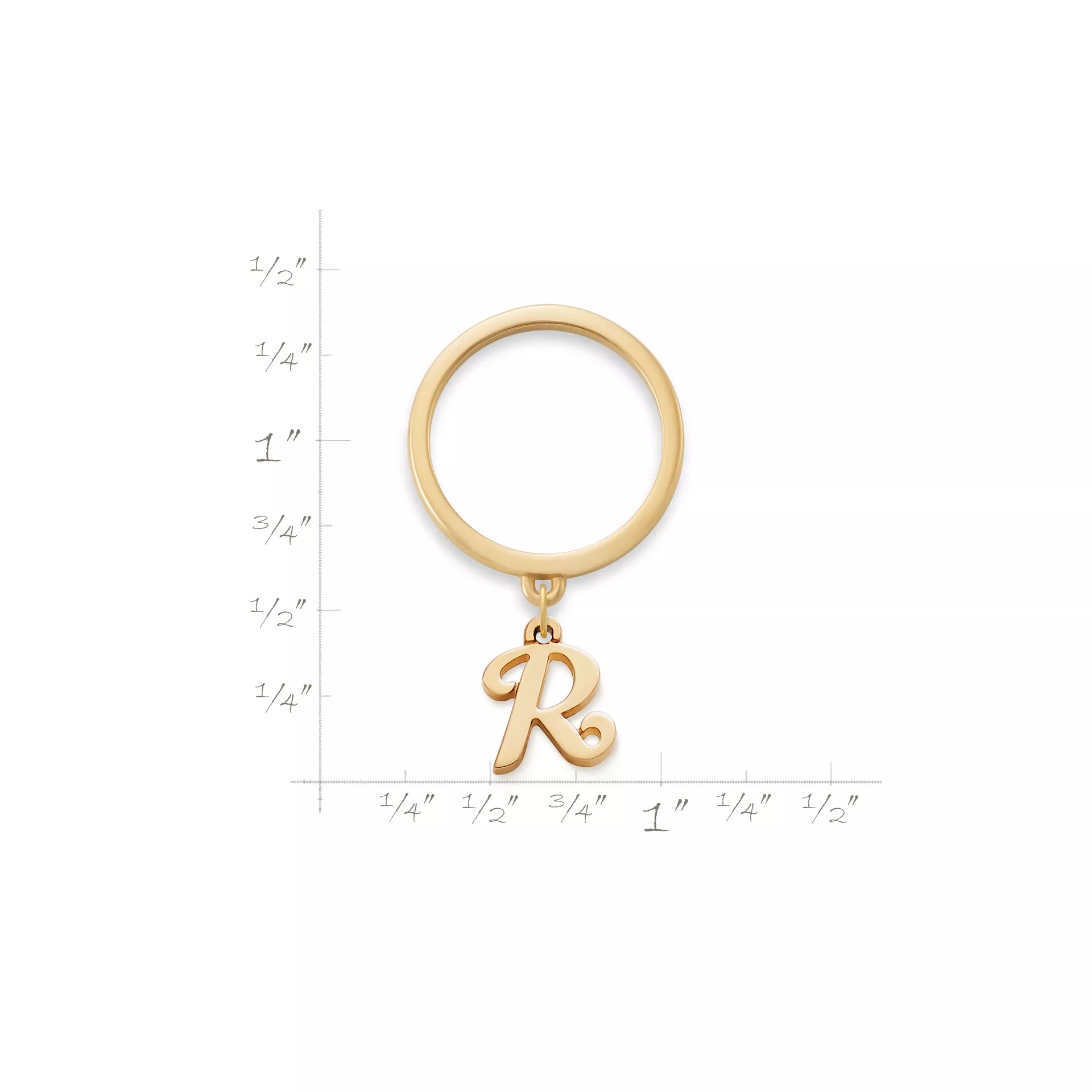 Small Script Initial Charm Dangle Ring - Image 2