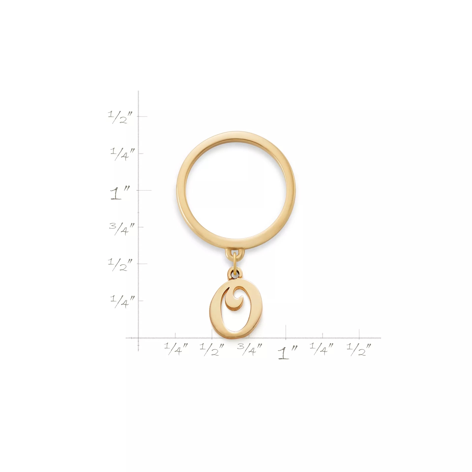 Small Script Initial Charm Dangle Ring - Image 2