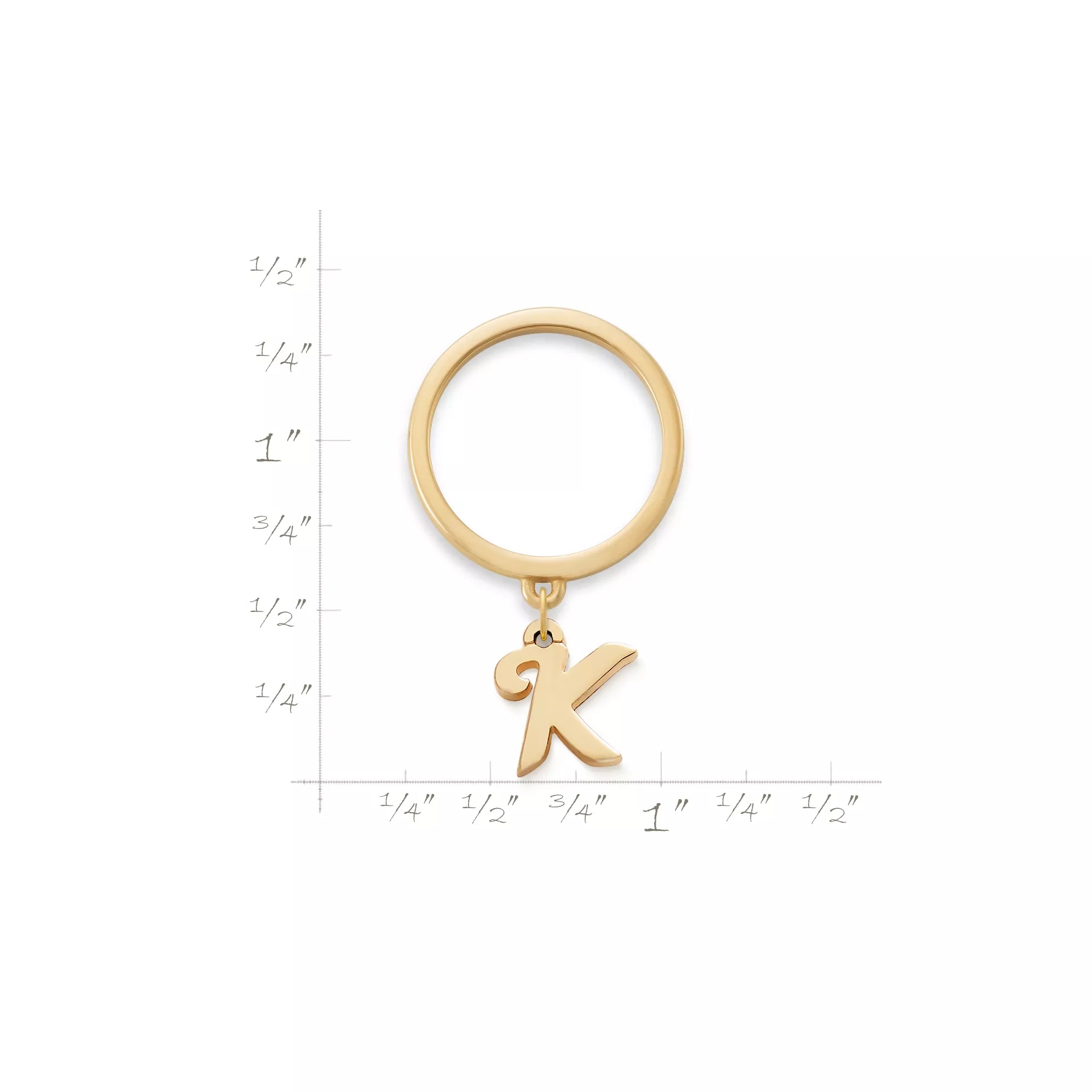 Small Script Initial Charm Dangle Ring - Image 2