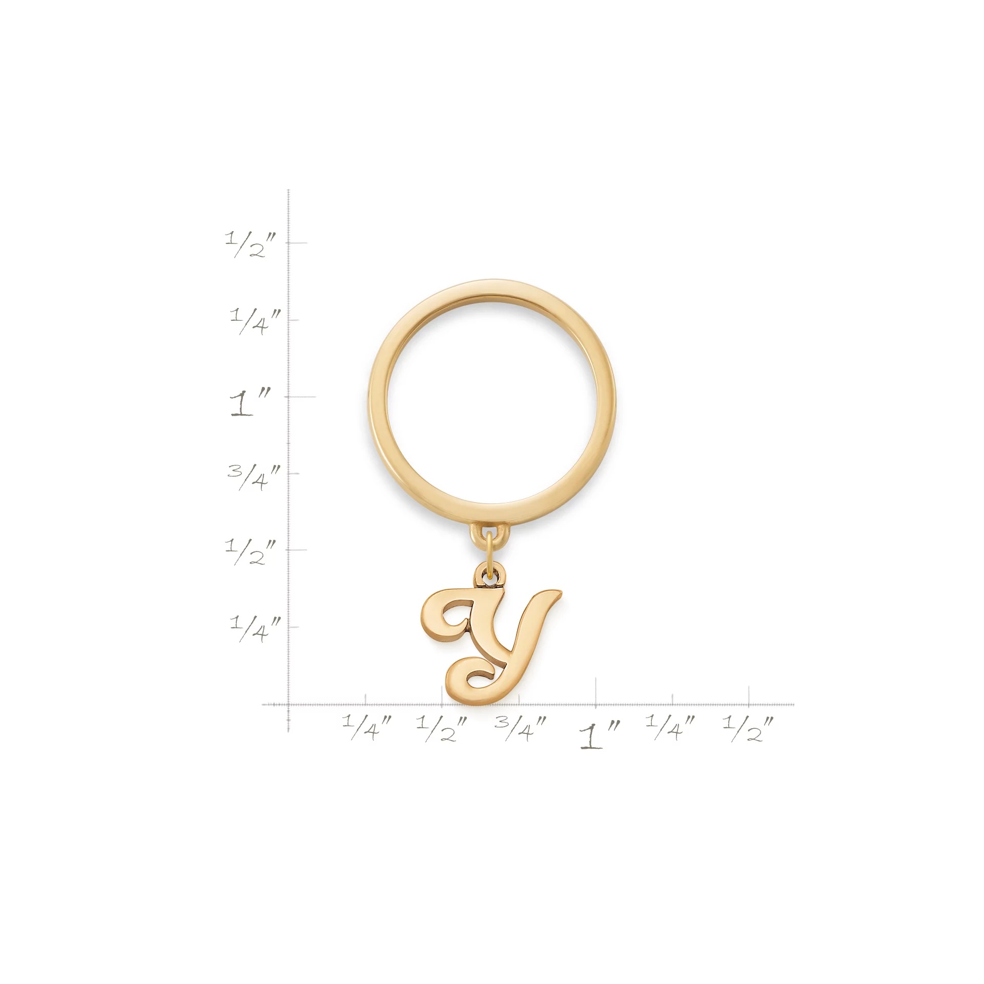 Small Script Initial Charm Dangle Ring - Image 2