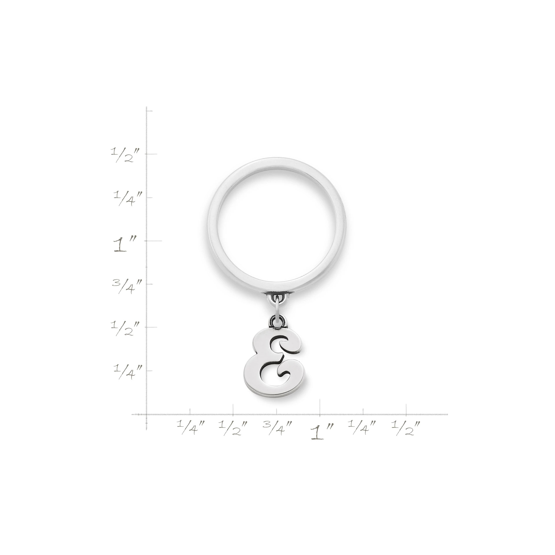 Small Script Initial Charm Dangle Ring - Image 2