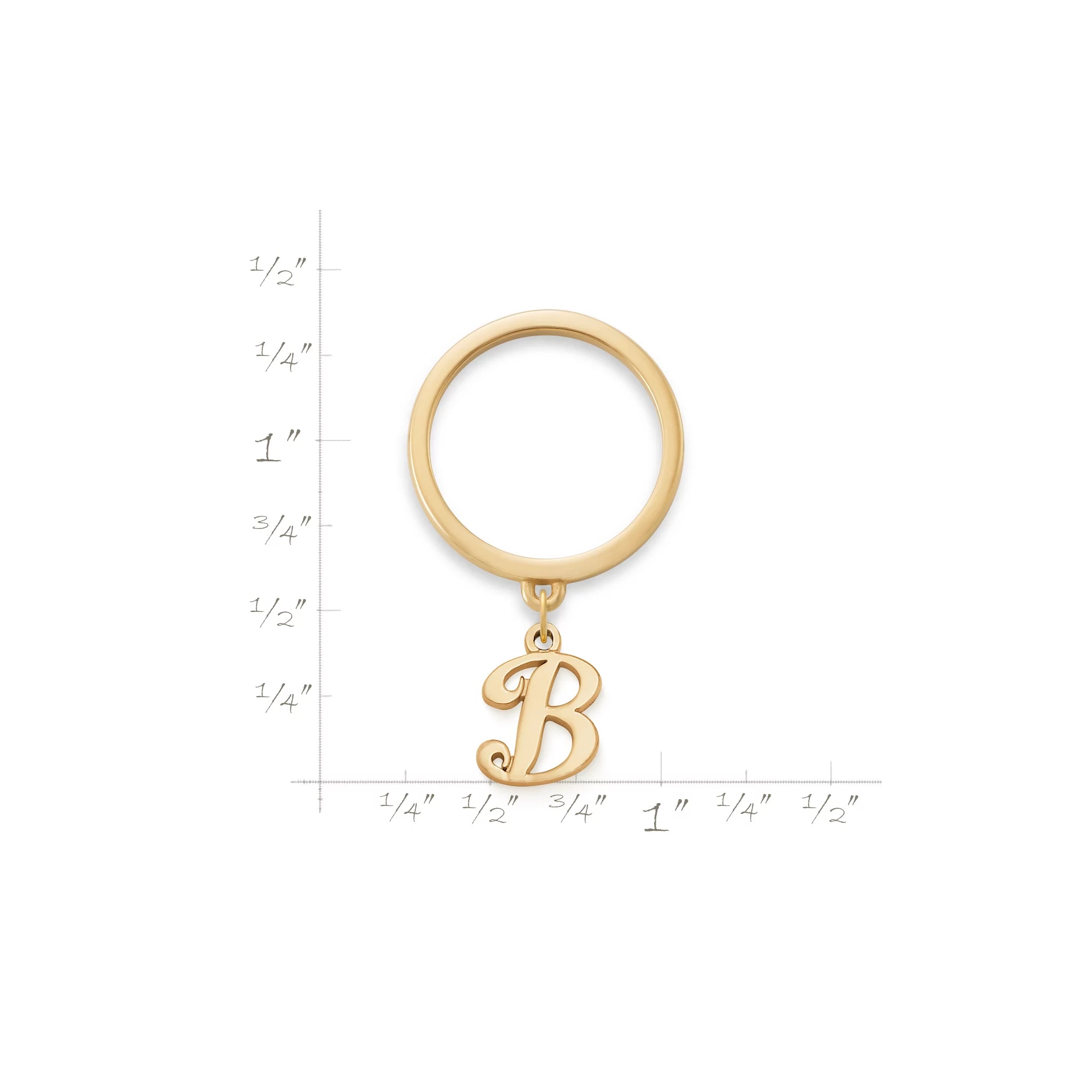 Small Script Initial Charm Dangle Ring - Image 2