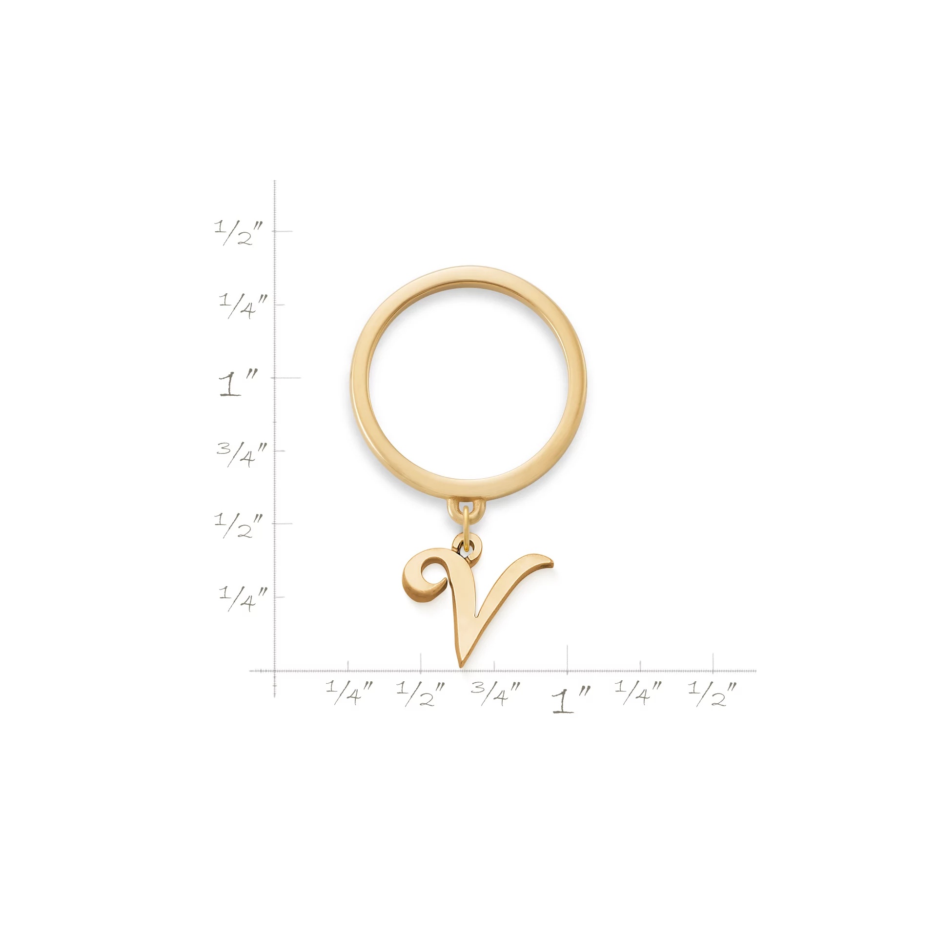 Small Script Initial Charm Dangle Ring - Image 2