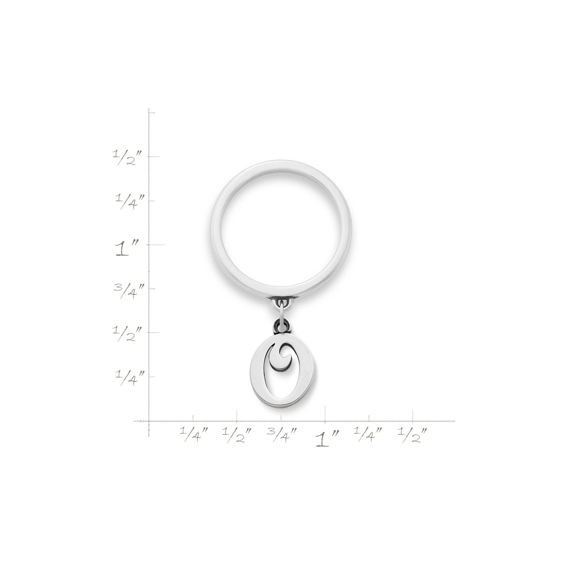 Small Script Initial Charm Dangle Ring - Image 2