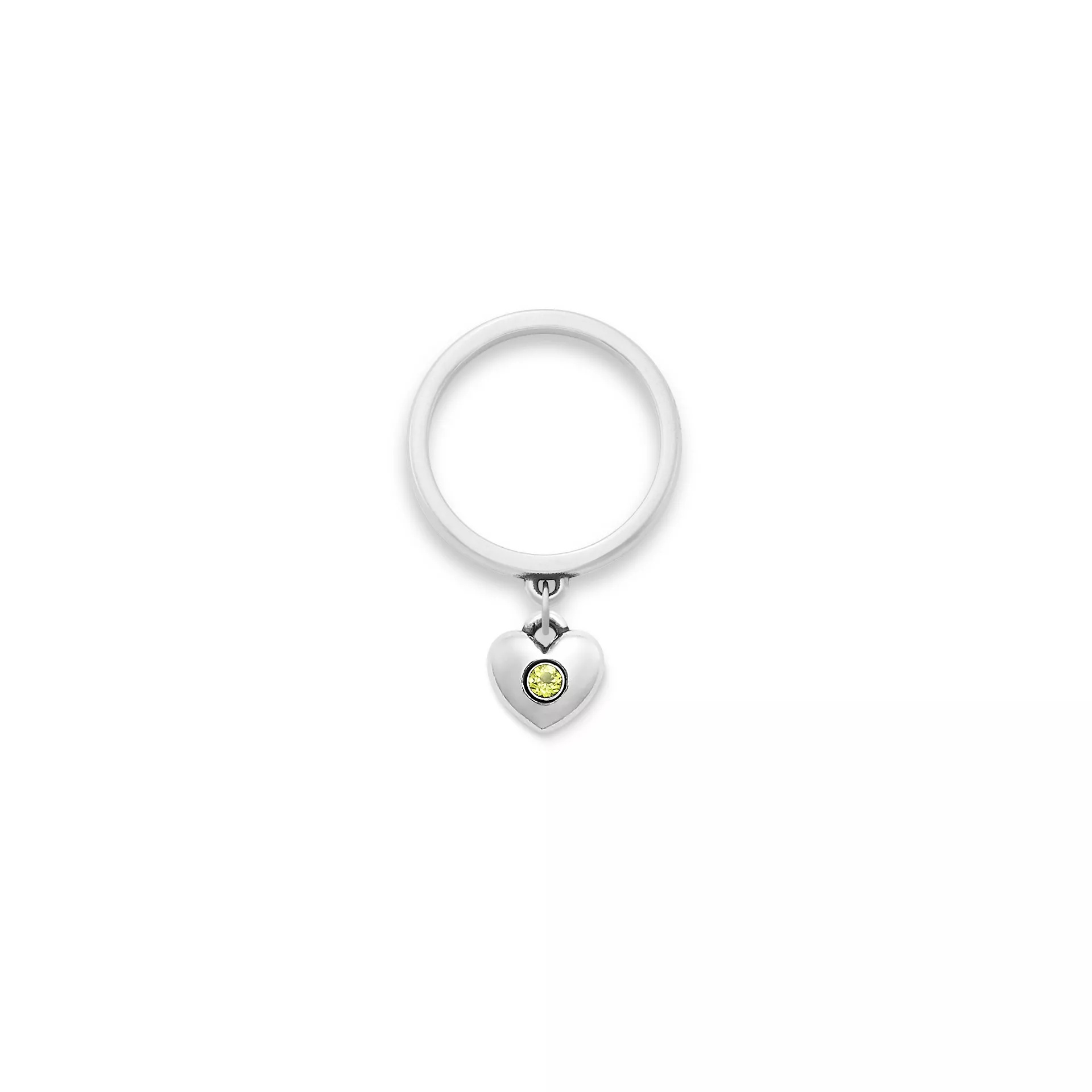 Keepsake Heart Birthstone Charm Dangle Ring