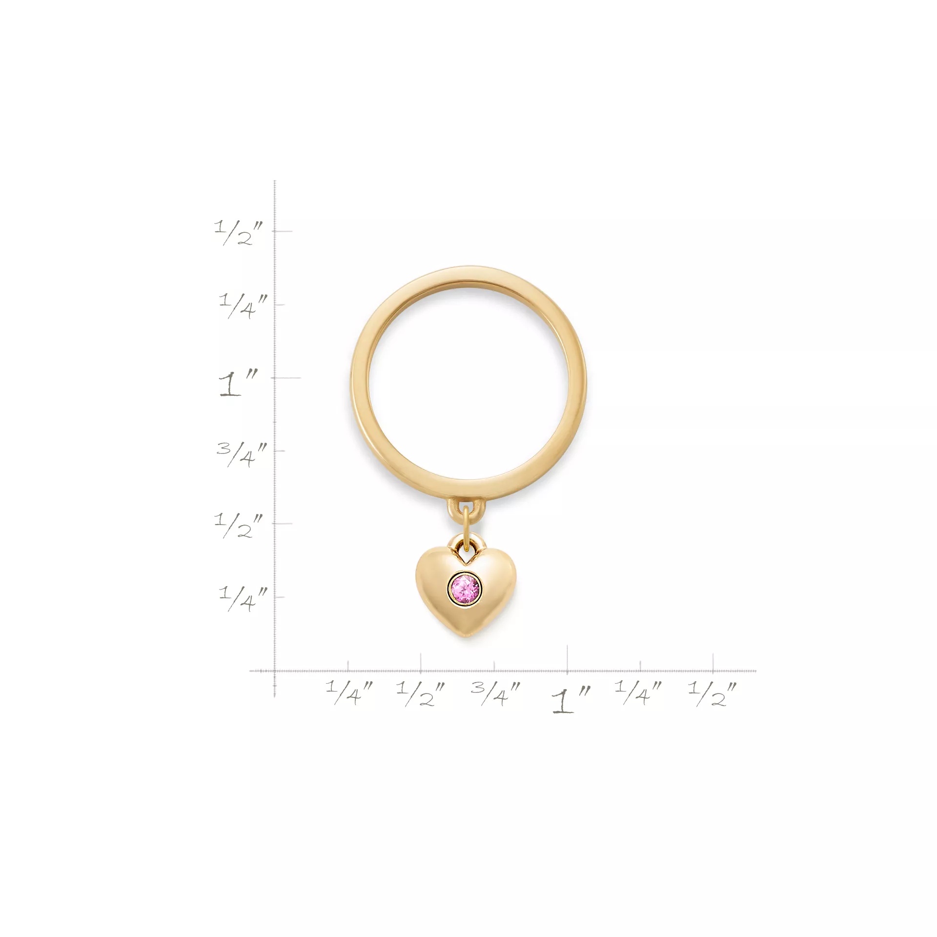 Keepsake Heart Birthstone Charm Dangle Ring - Image 2