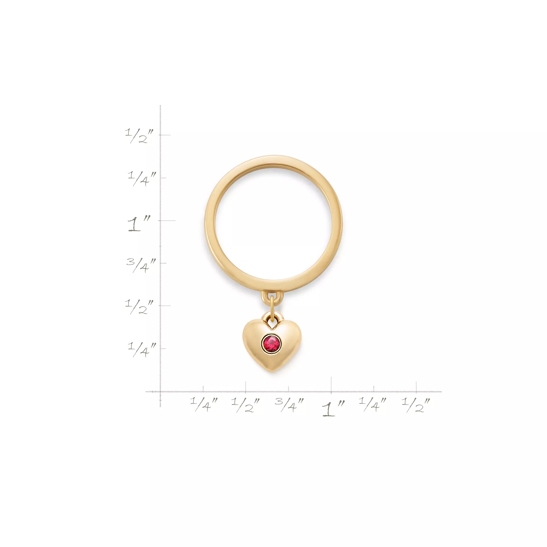 Keepsake Heart Birthstone Charm Dangle Ring - Image 2