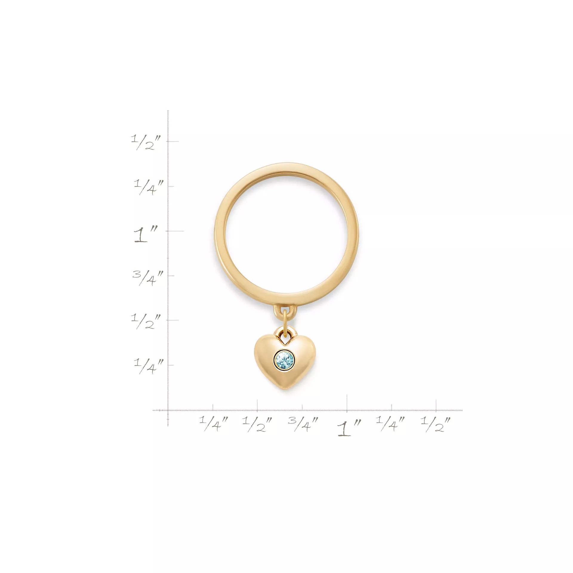 Keepsake Heart Birthstone Charm Dangle Ring - Image 2