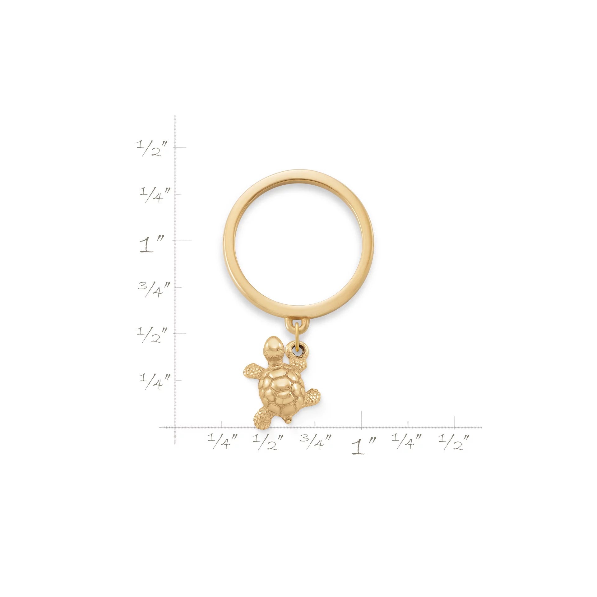 Turtle Charm Dangle Ring - Image 2