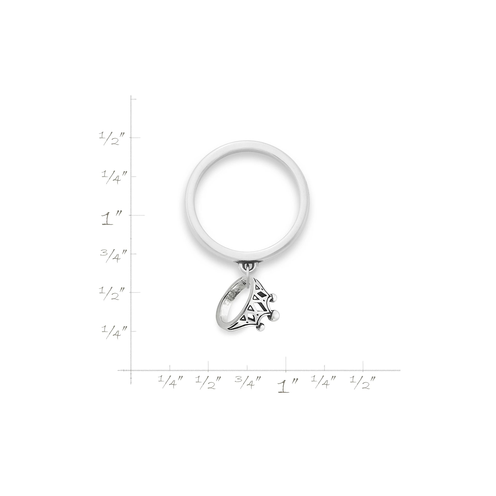 Tiny Tiara Charm Dangle Ring - Image 2