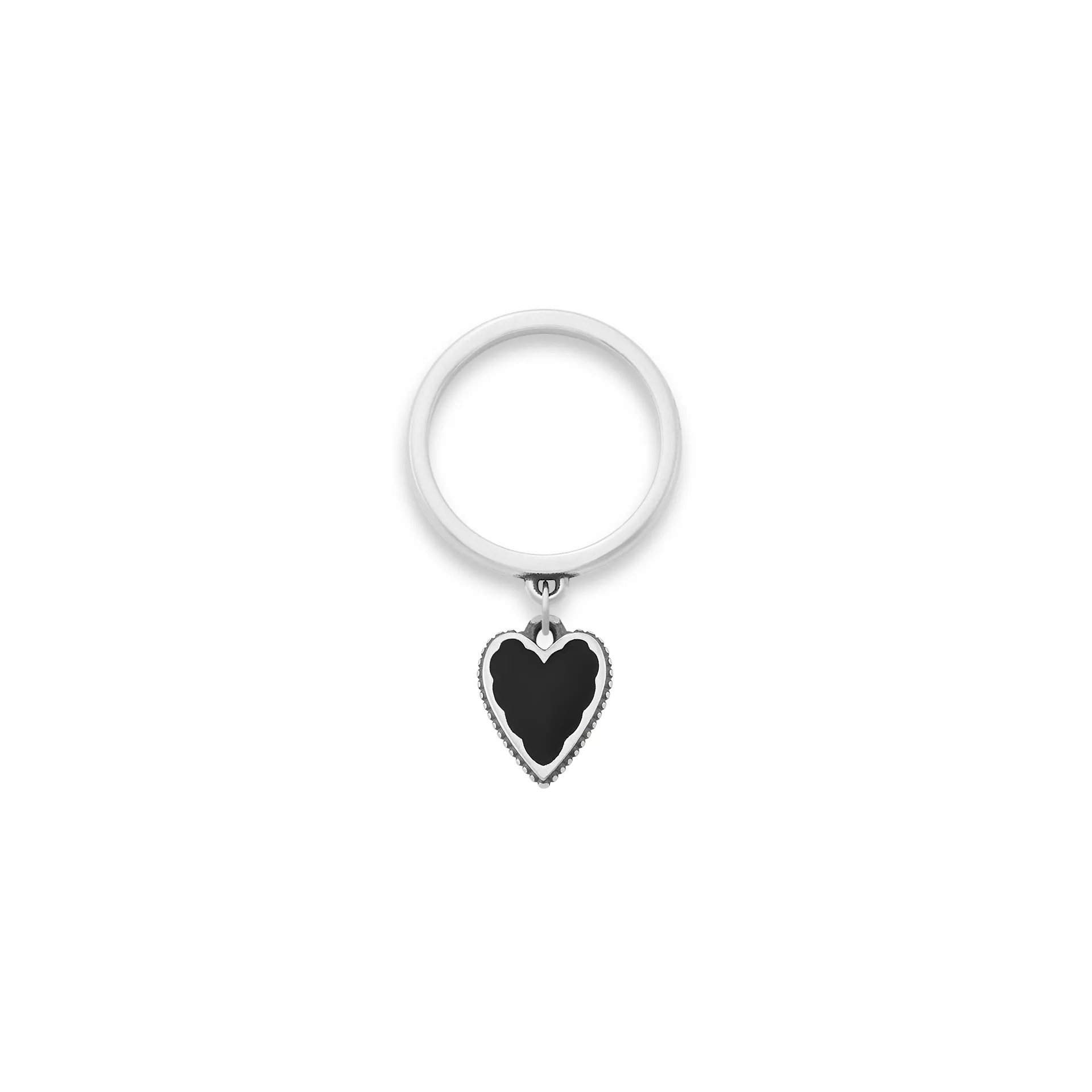 Small Enamel Heart Charm Dangle Ring