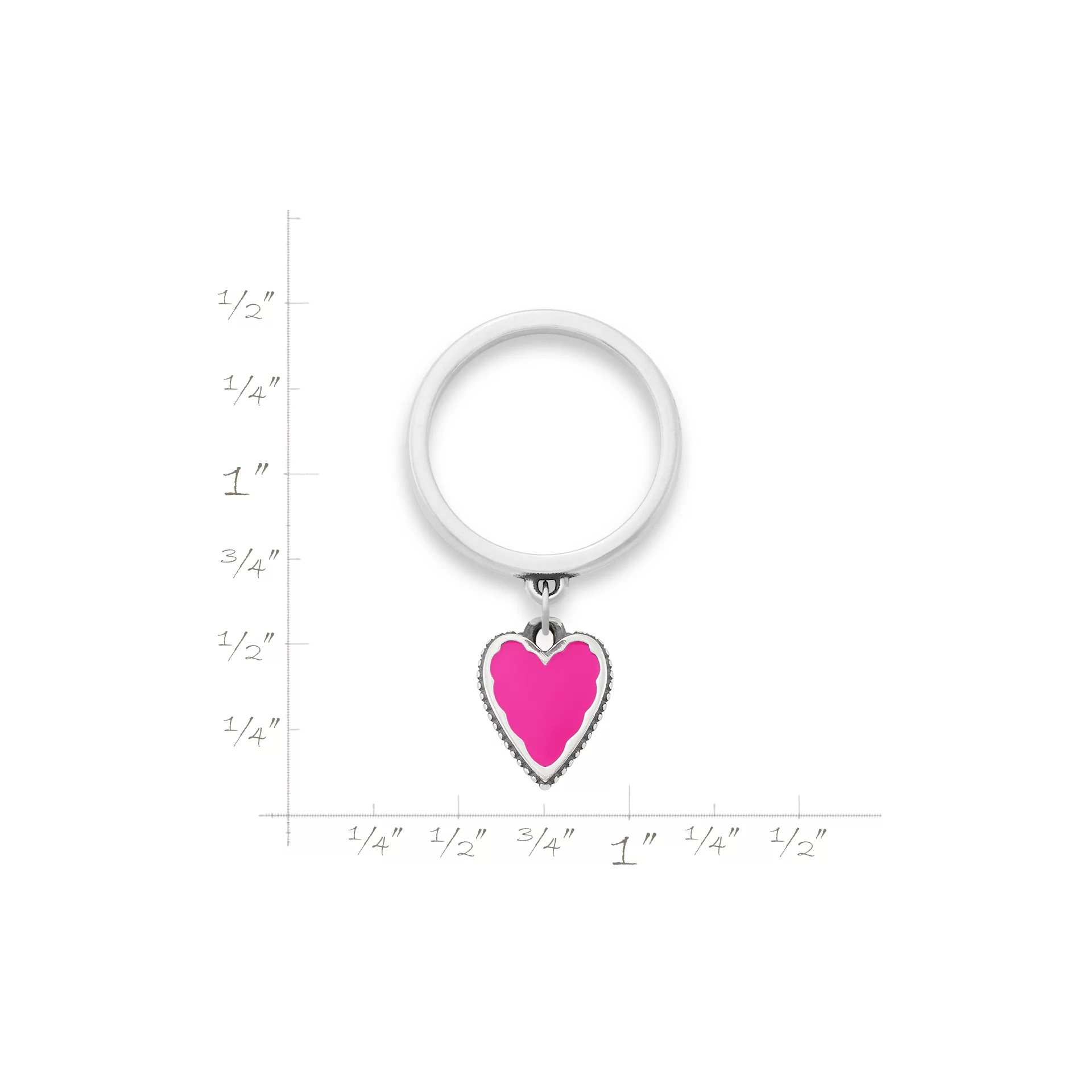Small Enamel Heart Charm Dangle Ring - Image 3