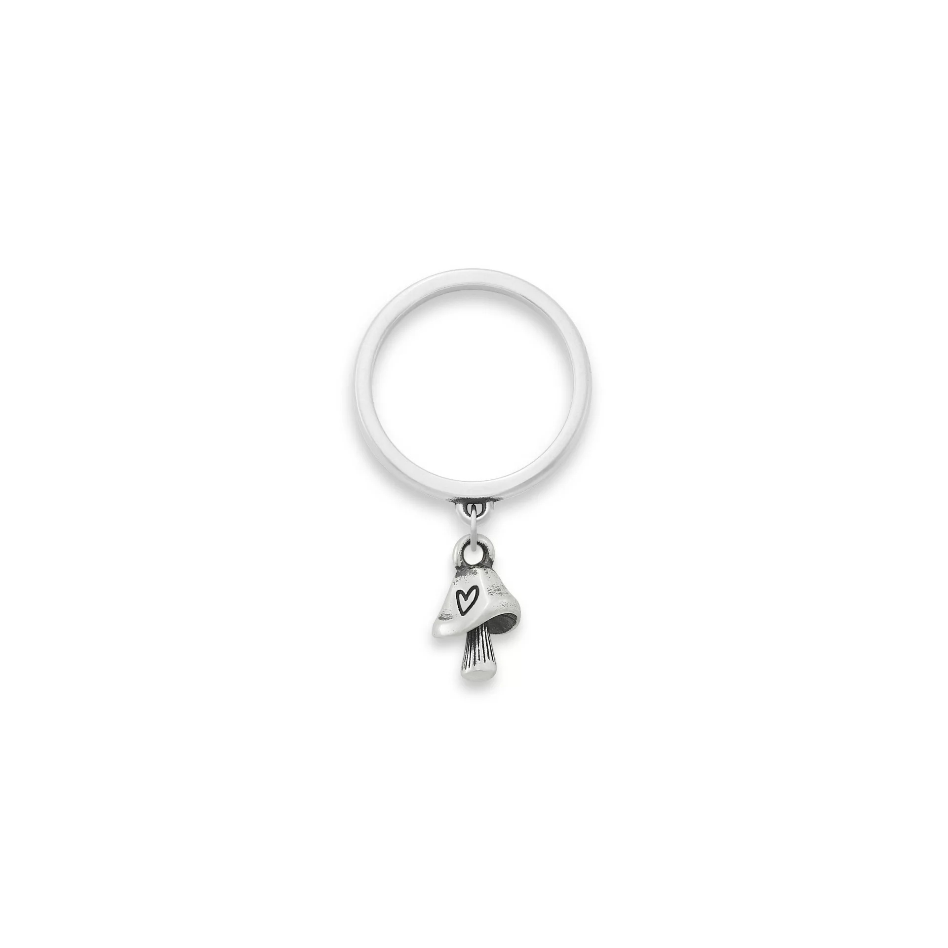 Mini Mushroom with Heart Charm Dangle Ring