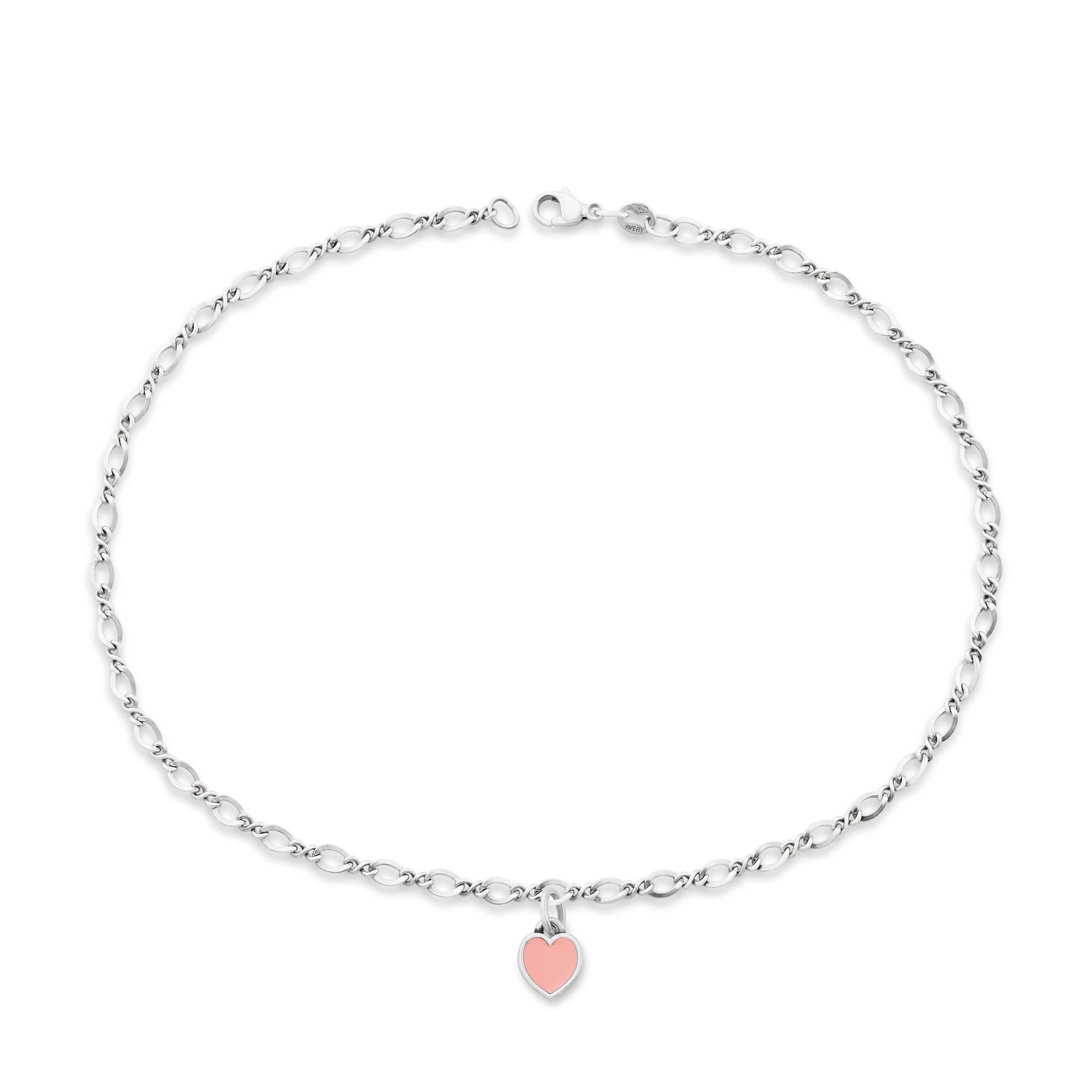 Enamel Connected Hearts Anklet