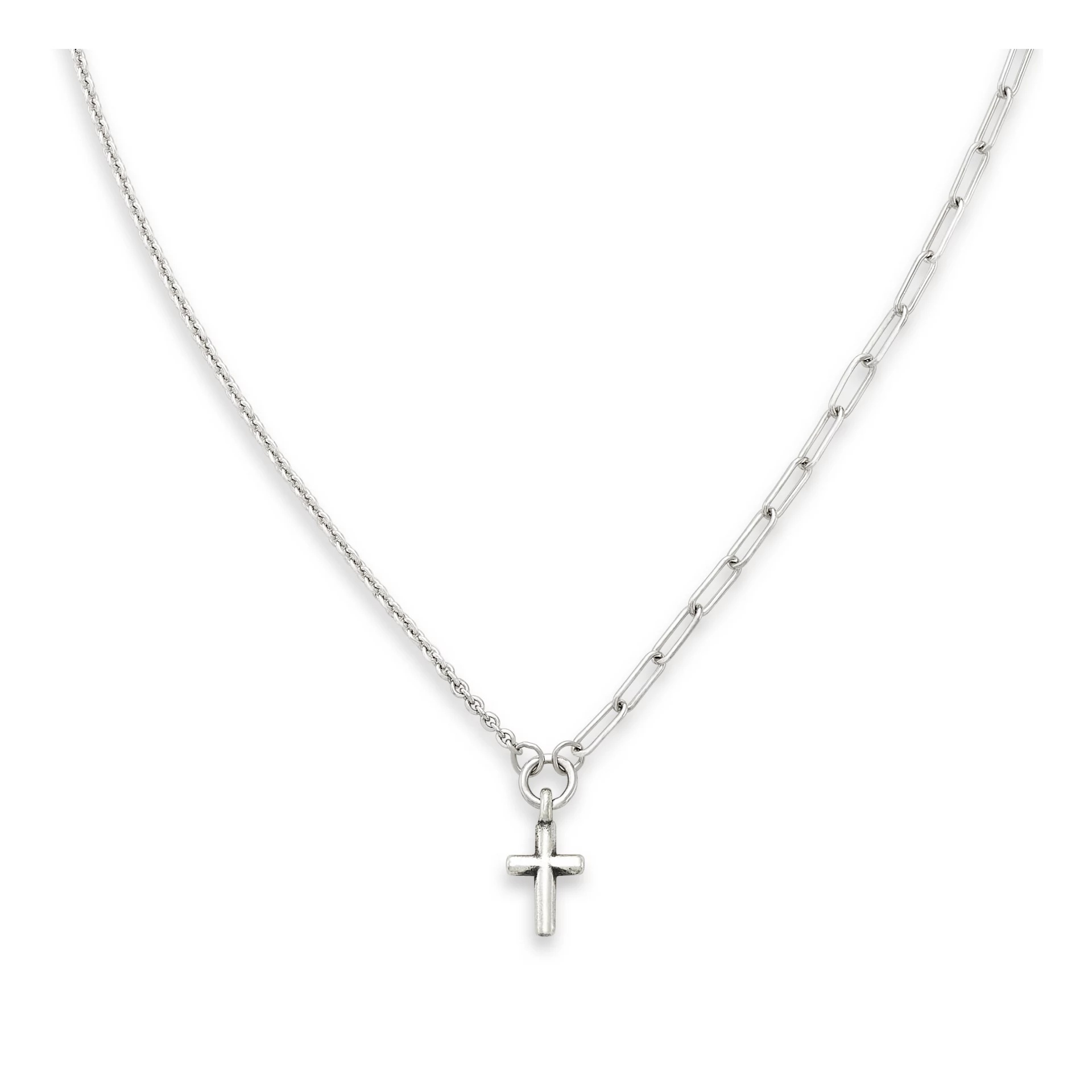 Paired Chains Cross Necklace