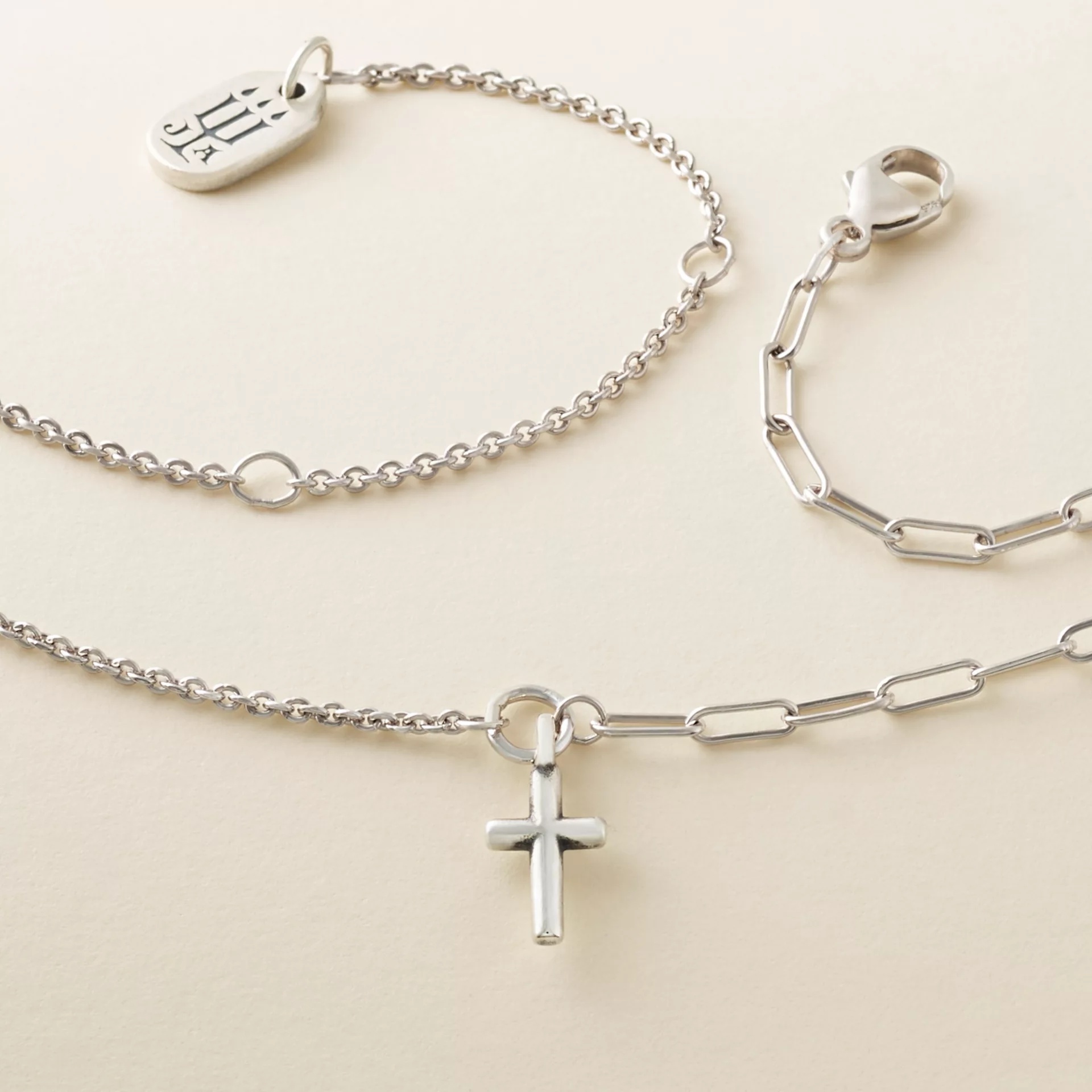 Paired Chains Cross Necklace - Image 3