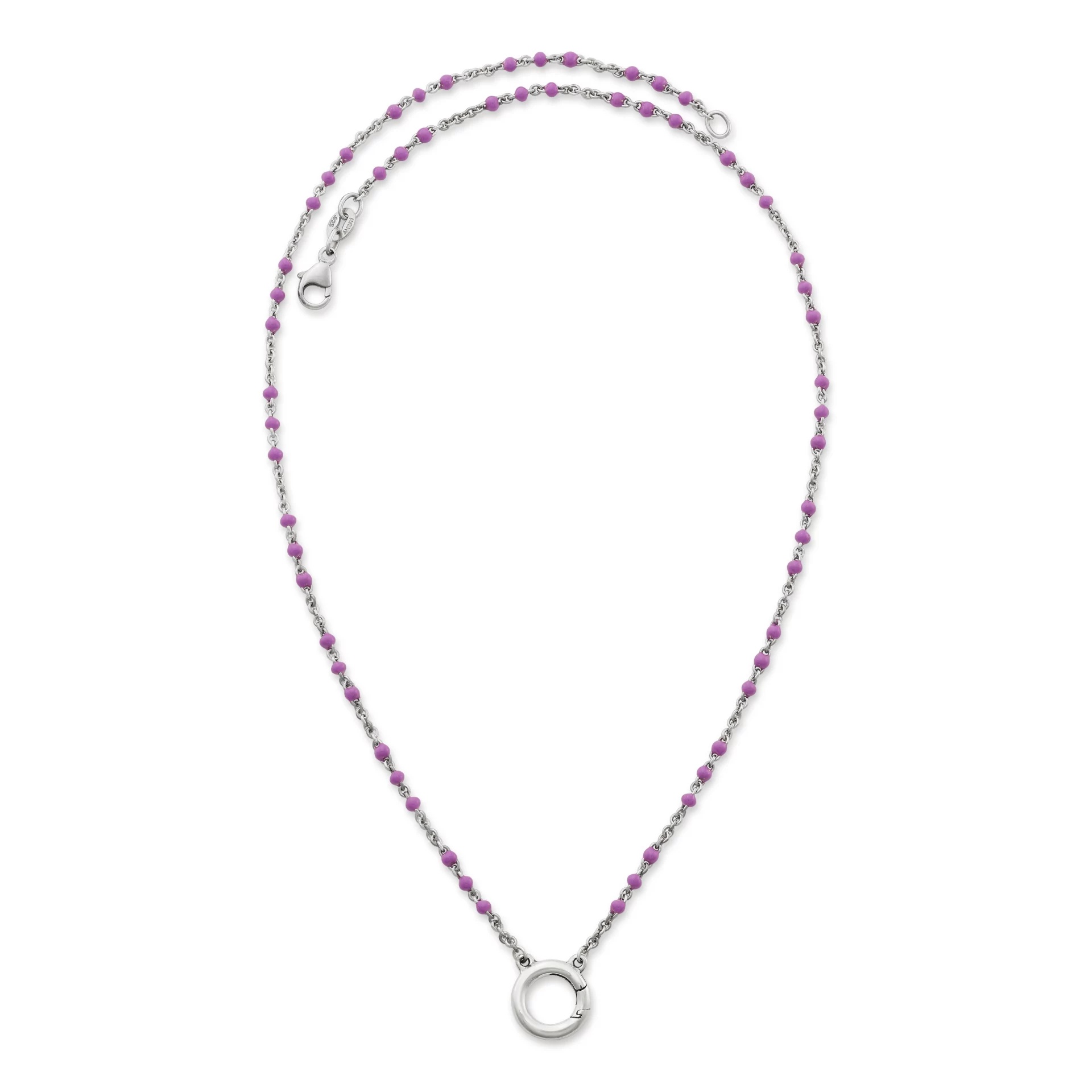 Enamel Beaded Chain Changeable Charm Holder Necklace - Image 2