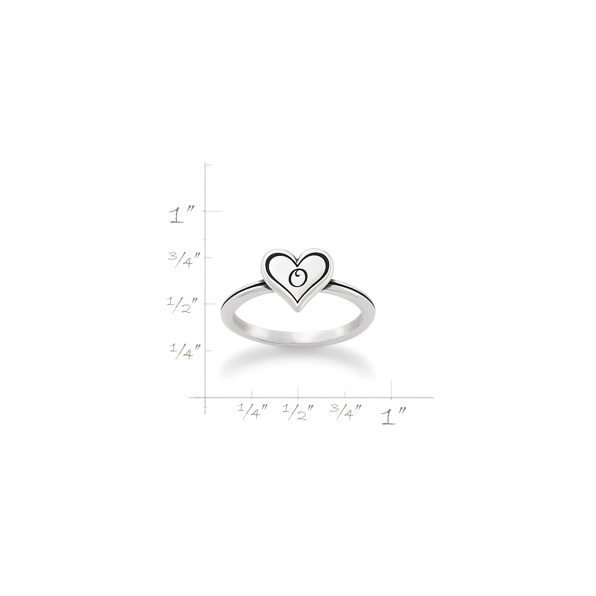 Delicate Heart Initial Ring - Image 4