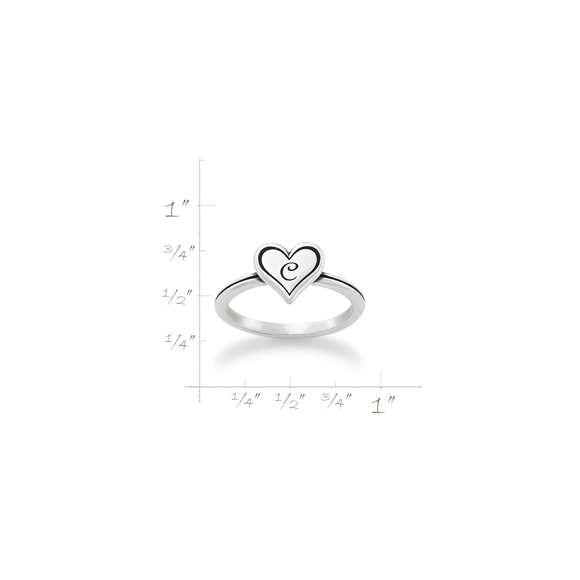 Delicate Heart Initial Ring - Image 4