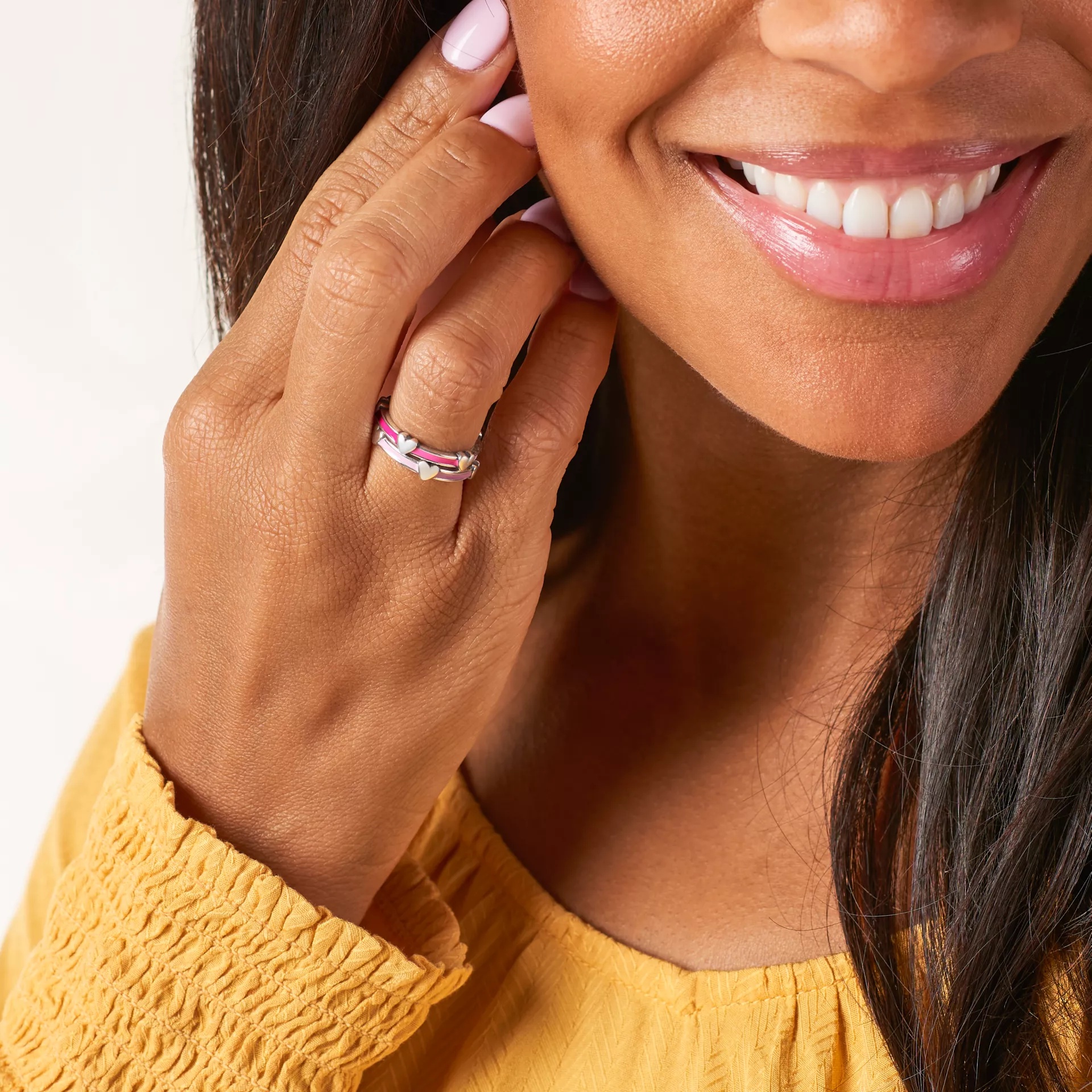 Enamel Band with Hearts Ring - Image 5