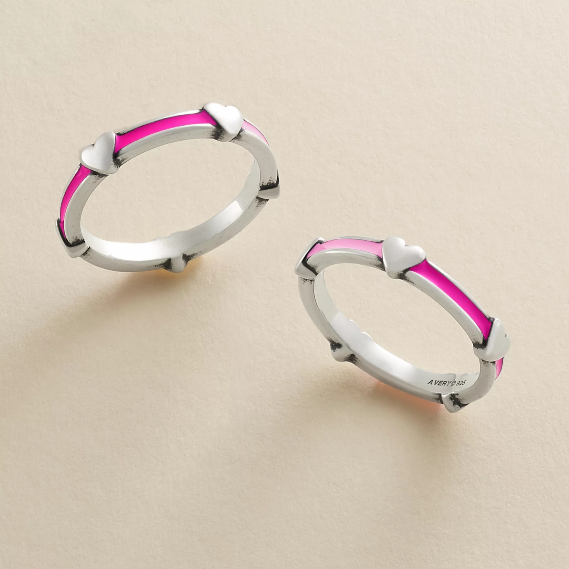 Enamel Band with Hearts Ring - Image 3