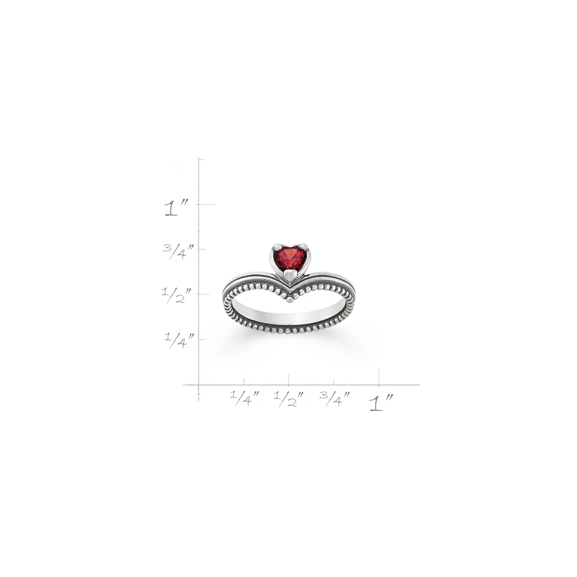 Beaded Chevron Heart Gemstone Ring - Image 5