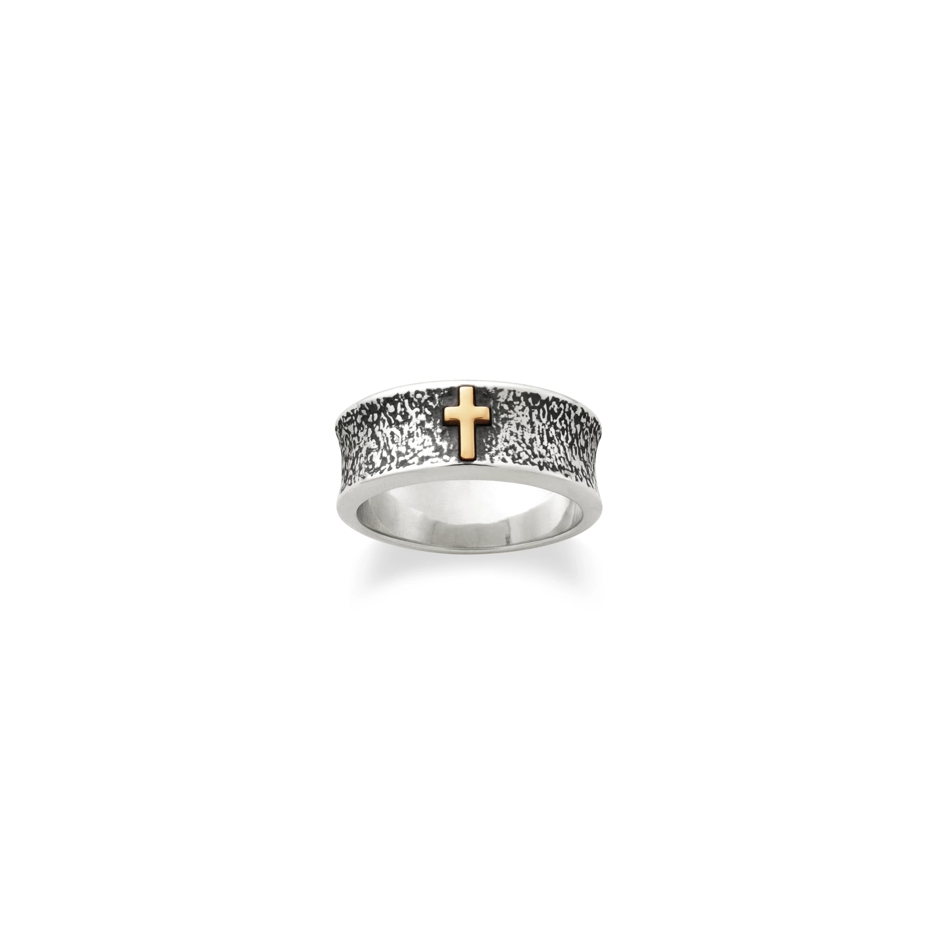 Textured Wedding Ring with Cross